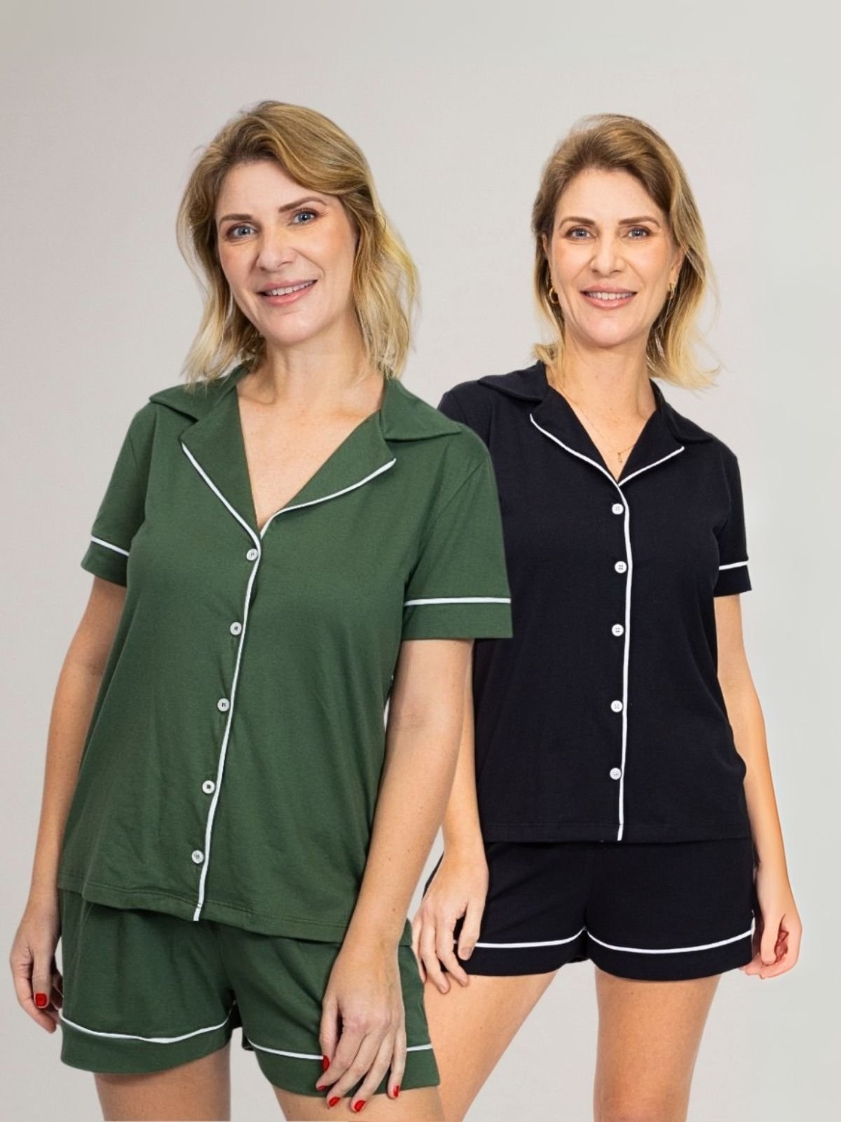 Imagem principal KIT Pijama Americano Curto Militar + Pijama Americano Curto Preto Piante multicolorido