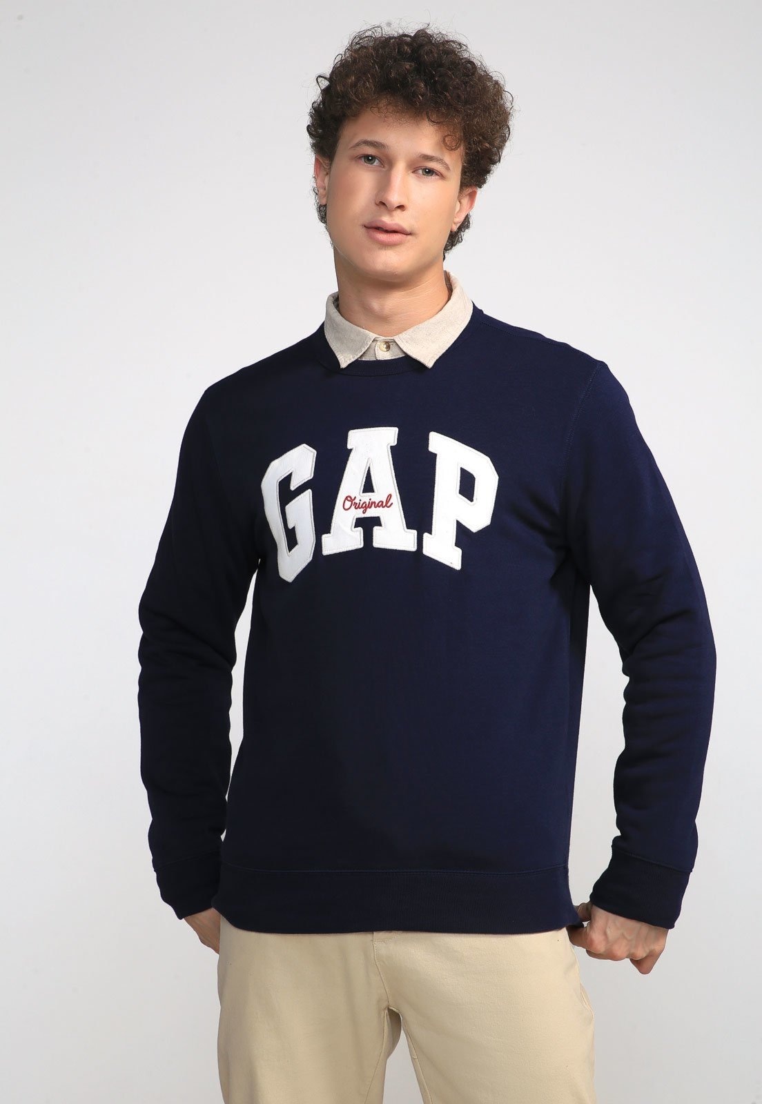 Imagem principal Blusa de Moletom Flanelada Fechada GAP Logo Bordado Azul-marinho GAP azul marinho
