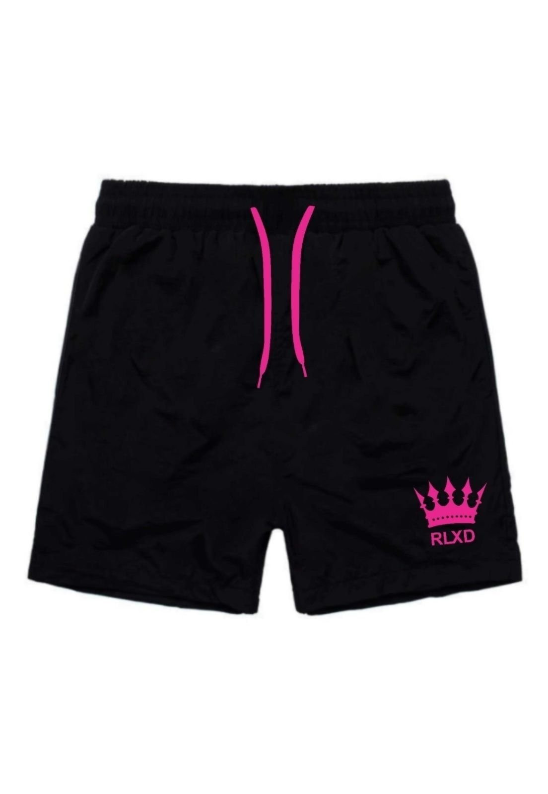 Imagem principal Bermuda Short Moda Praia Relaxado Estampado Cordão Neon Relaxado preto/rosa neon