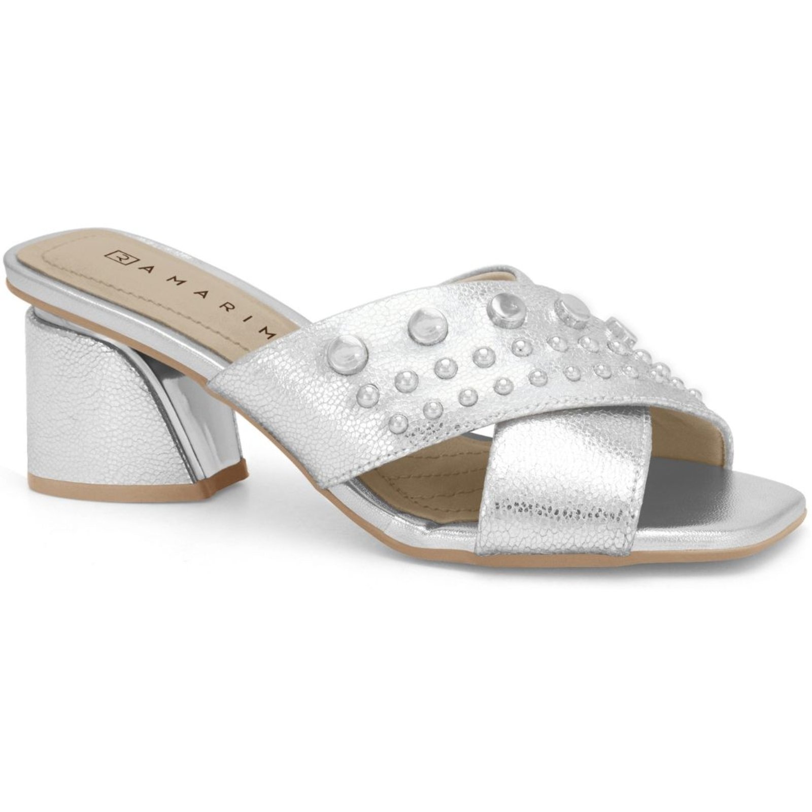 Imagem principal Tamanco Feminino Tachas Salto Bloco Ramarim 2428207-1 RAMARIM prata