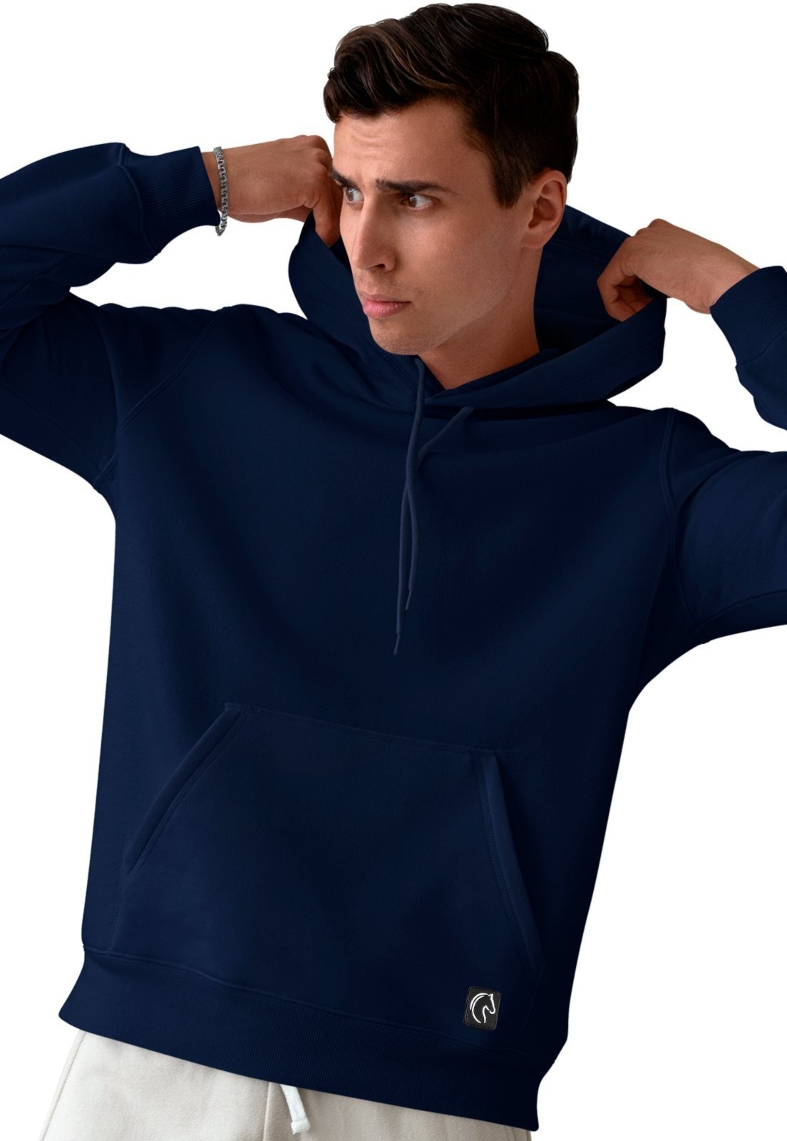 Imagem principal Blusa De Frio Masculina W2 Moletom Liso Com Capuz e Bolso Canguru Felpado Marinho W2 STORE azul/azul marinho/bege/branco/cinza/preto/rosa azul