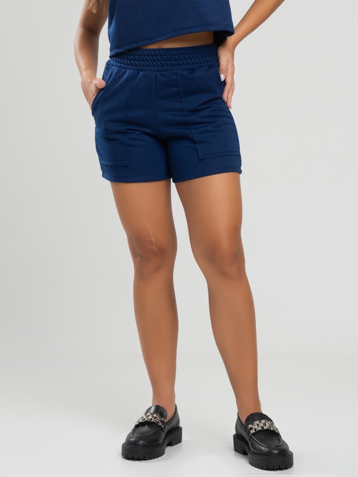 Imagem principal Short Curto Vicbela Cintura Alta Moletinho Marinho Vicbela azul/azul marinho azul