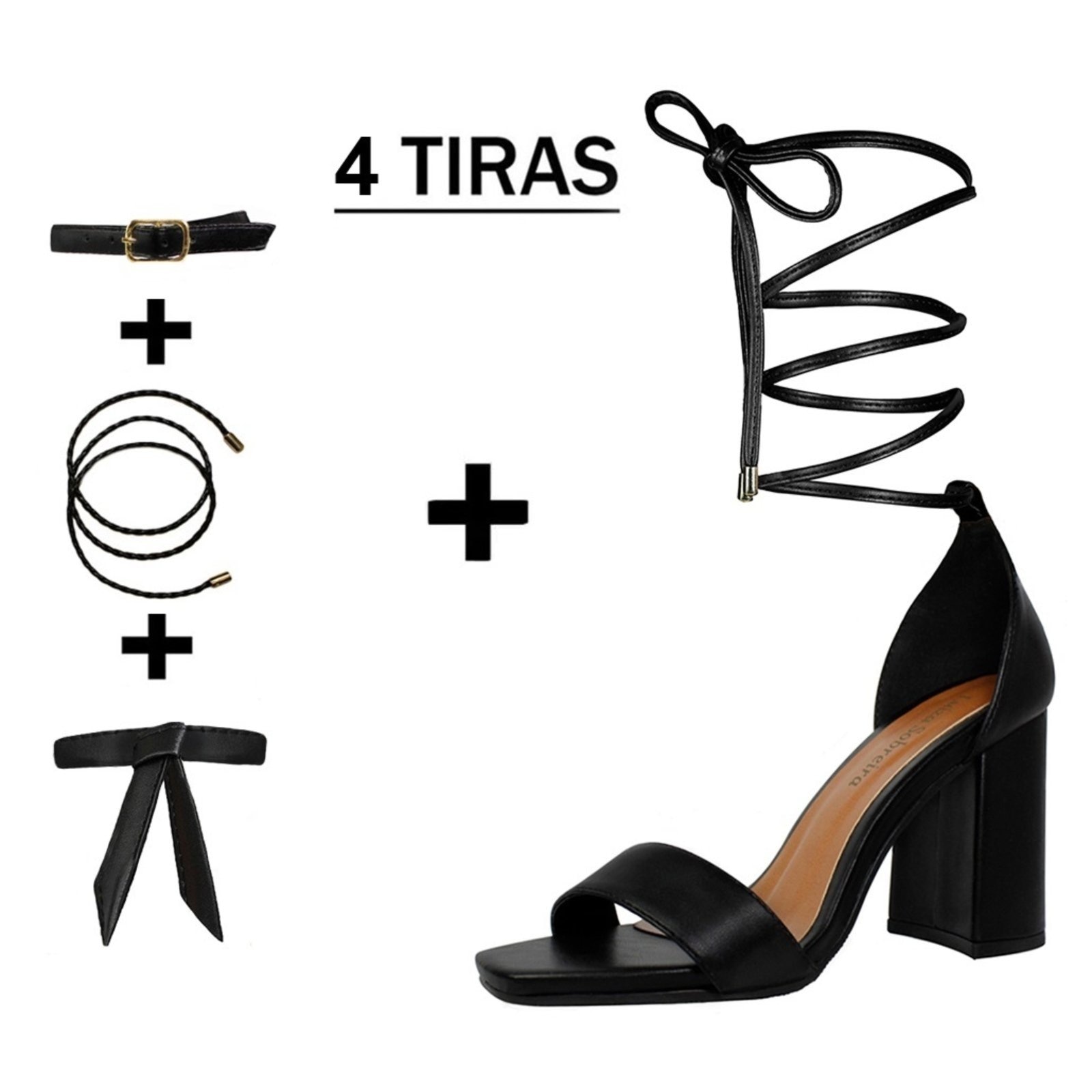 Imagem principal Sandália Troca Tira Salto Alto Grosso Luiza Sobreira Preta Mod. 2122-2 Luiza Sobreira preto