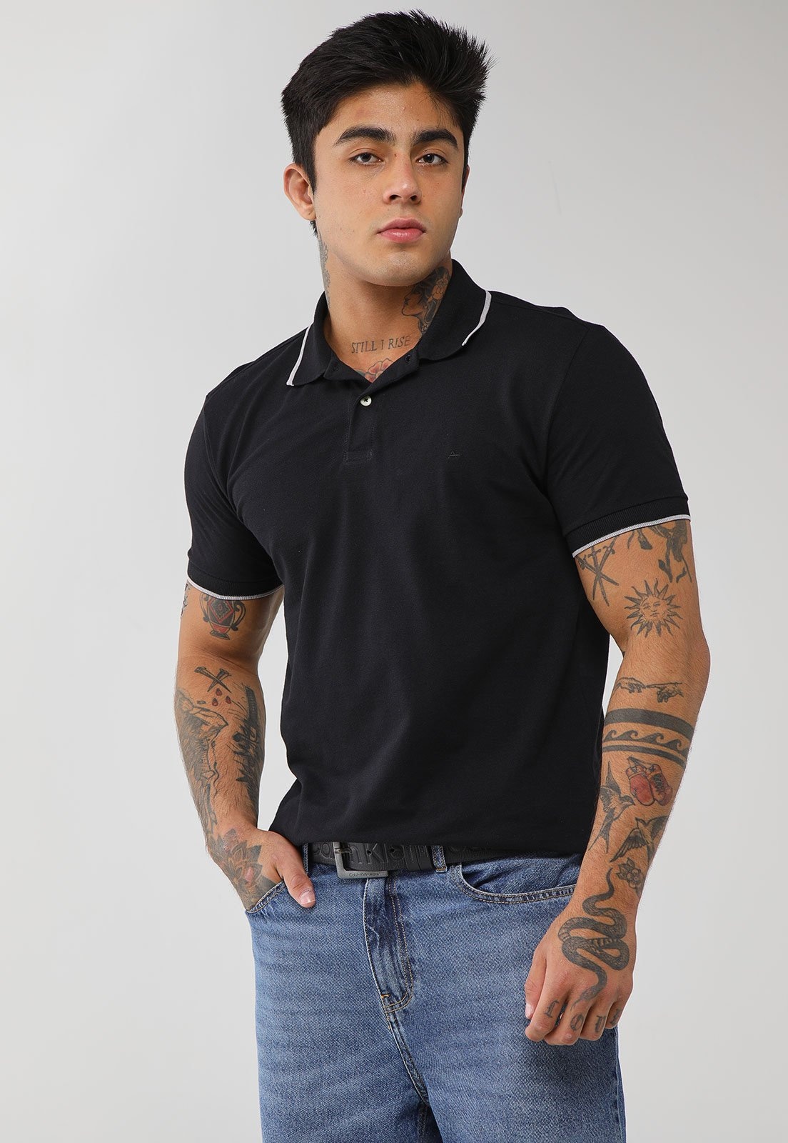 Imagem principal Polo Masculina Aramis Detalhe Contrastante Preta Aramis preto