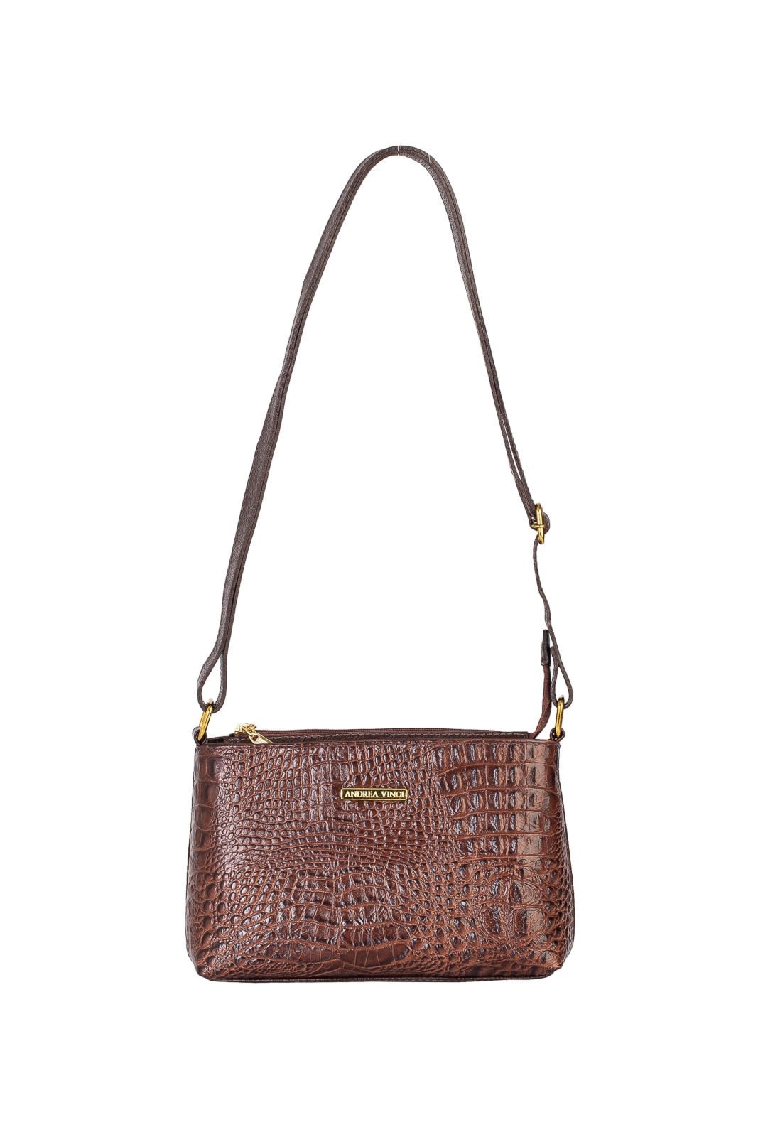 Imagem principal Bolsa pequena transversal de couro croco Iris - Café Andrea Vinci vermelho