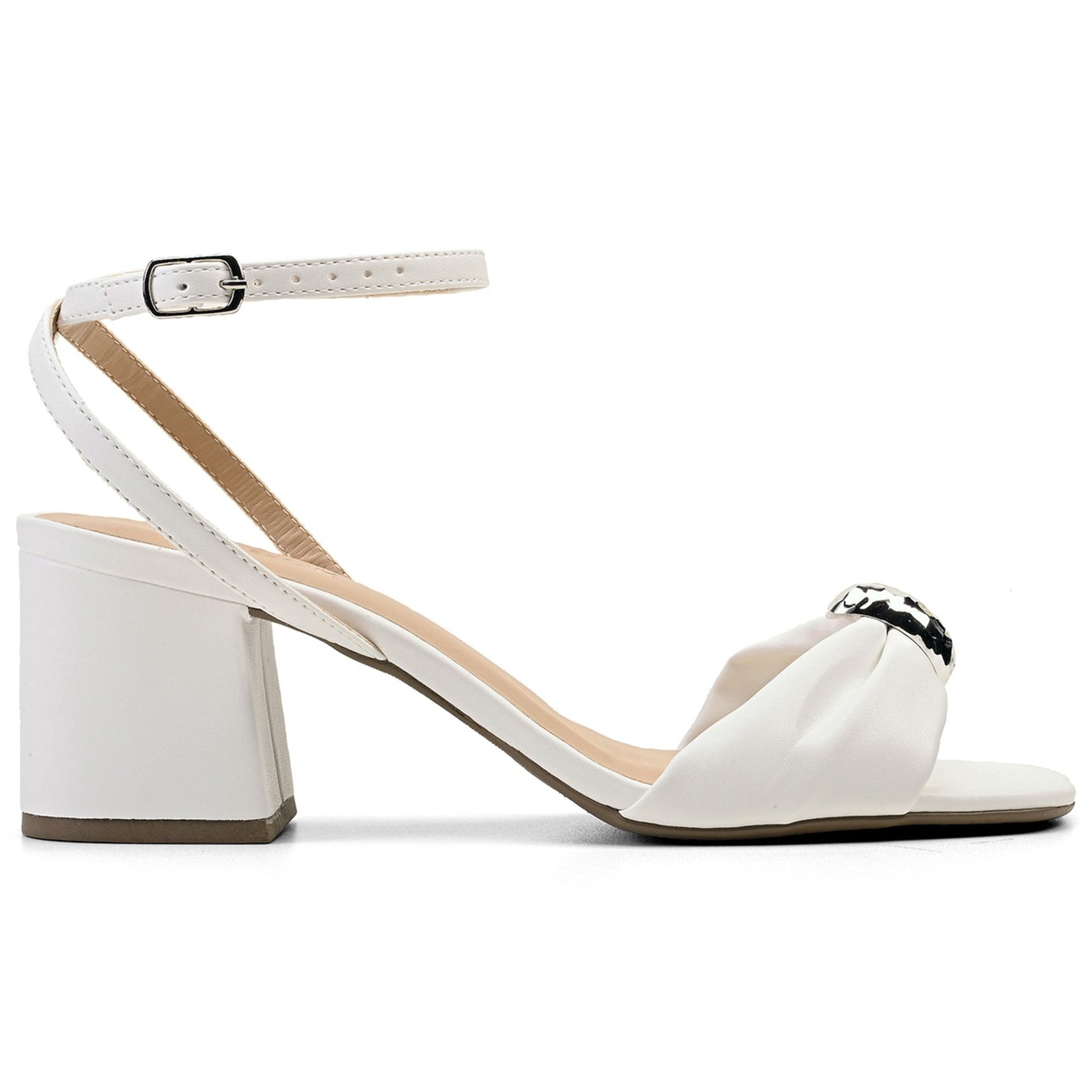 Imagem principal Sandália Feminina Off White Salto Bloco Grosso Casual Salook off-white white