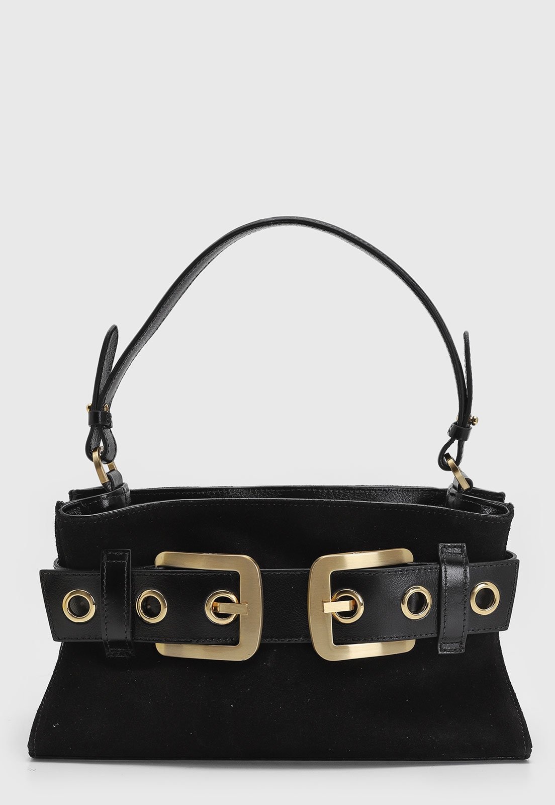 Imagem principal Bolsa Feminina Vicenza Média Couro Liso e Camurça Preta Vicenza preto