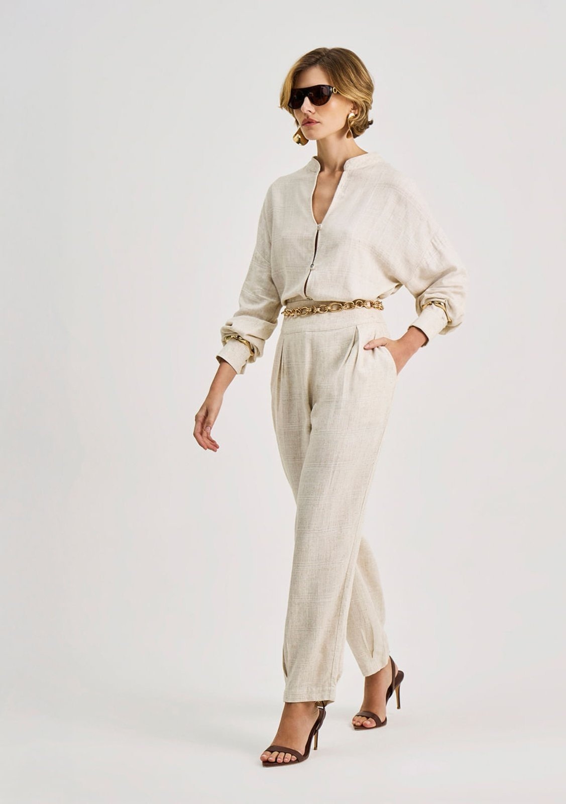 Imagem principal Calça Iódice Cenoura Alta Off-white IÓDICE off-white white