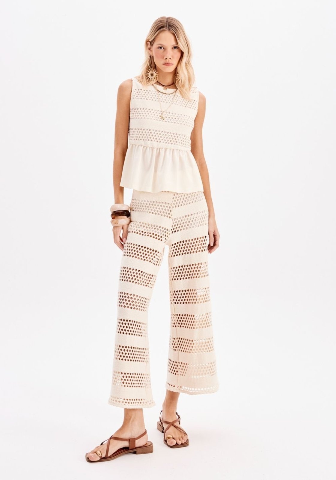 Imagem principal Calça Reta Com Linho Cintura Média My Favorite Things branco