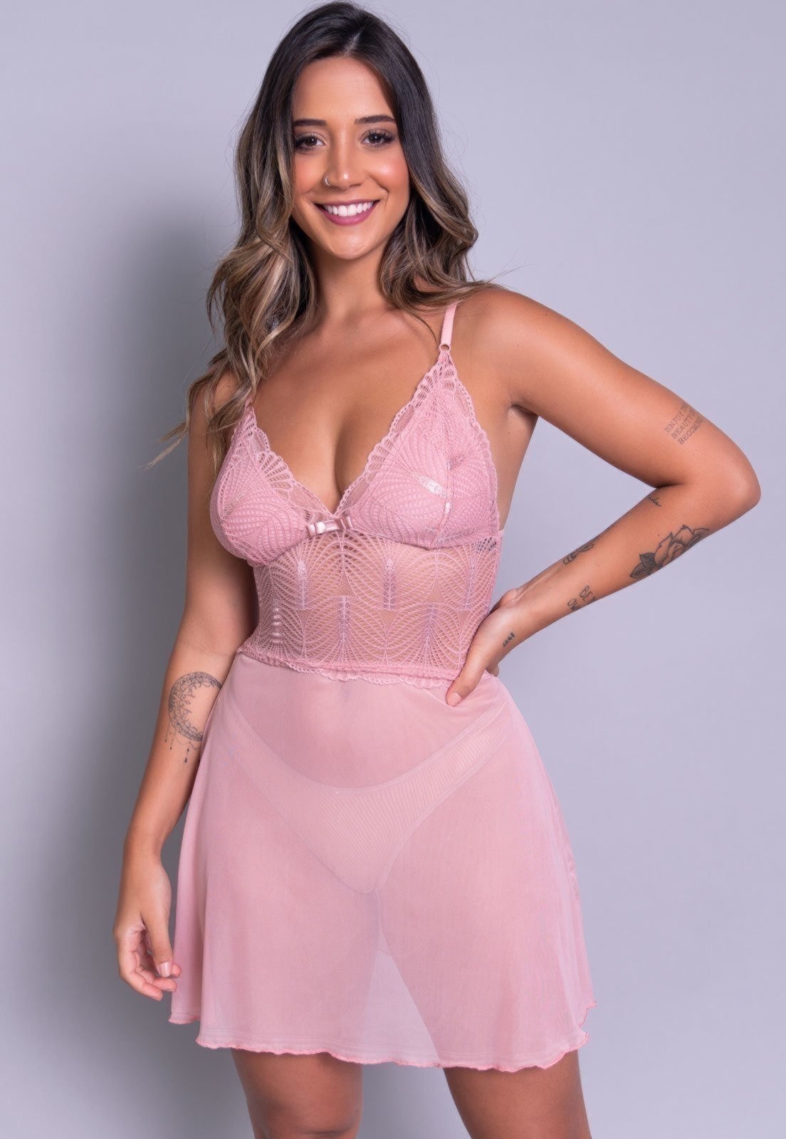 Imagem principal Camisola Feminina WLS Modas Sexy Sem Bojo Joana WLS Modas rosa