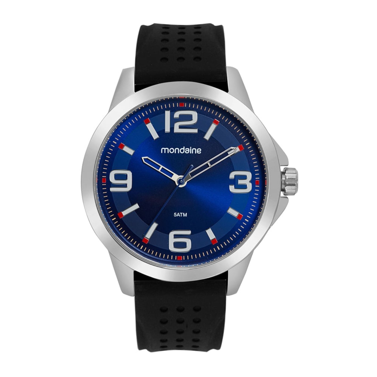 Imagem principal Relógio Masculino Casual Visor Celeste Silicone Prata Mondaine preto celeste