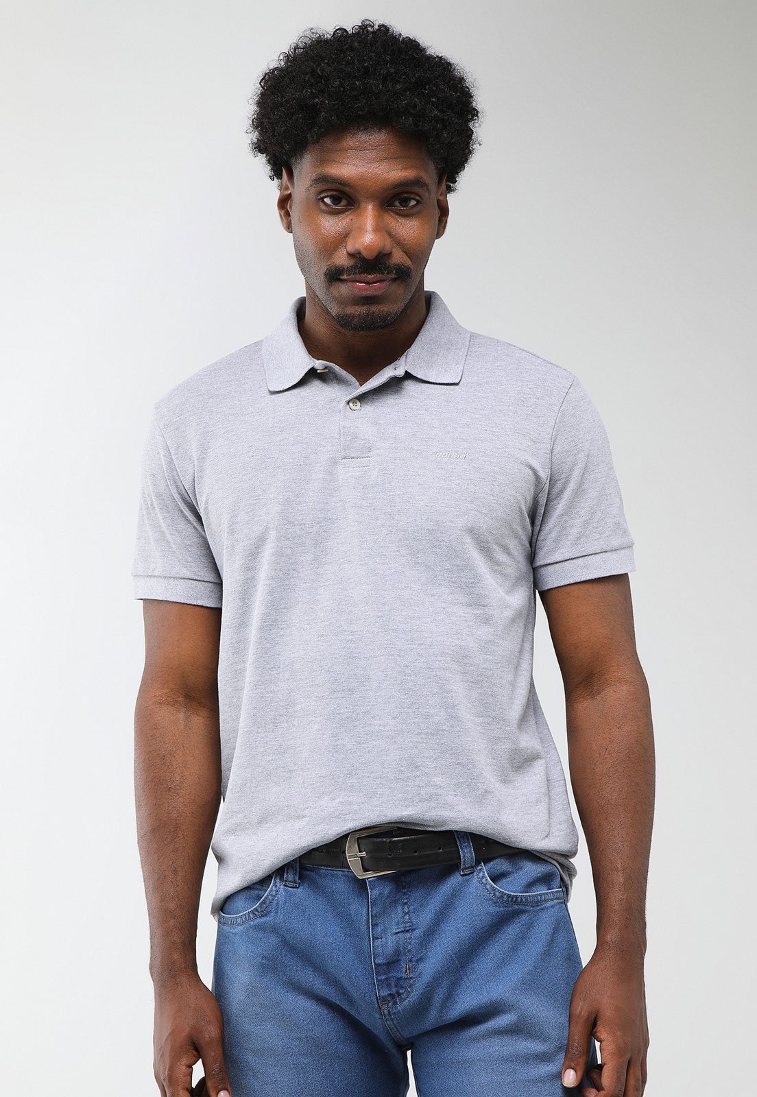 Imagem principal Camisa Polo Masculina Colcci Gola Tradicional Mescla Colcci cinza