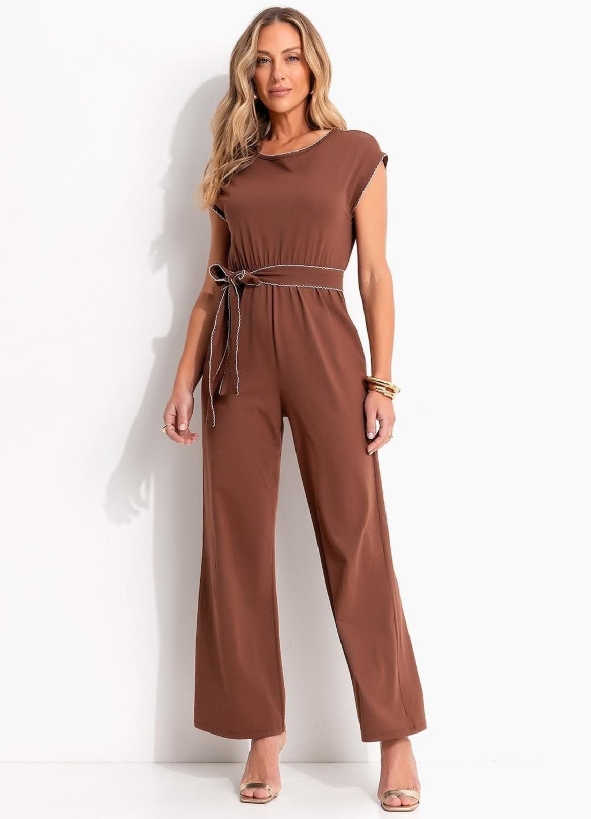 Imagem principal Macacão Em Malha De Algodão Quintess marrom