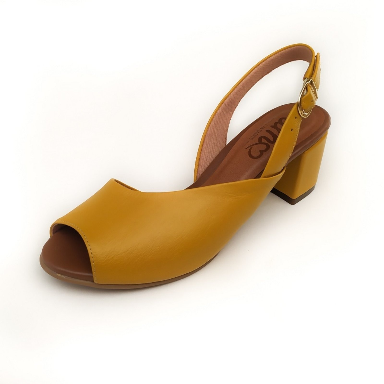 Imagem principal Sandália de Salto em Couro Amo Calçados Ádala Mostarda Amo Calçados amarelo