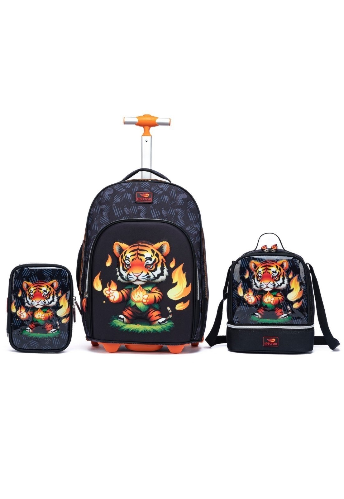 Imagem principal Infantil - Kit Mochila Escolar Resistente Tigre Reforçada Masculina Menino Spector preto