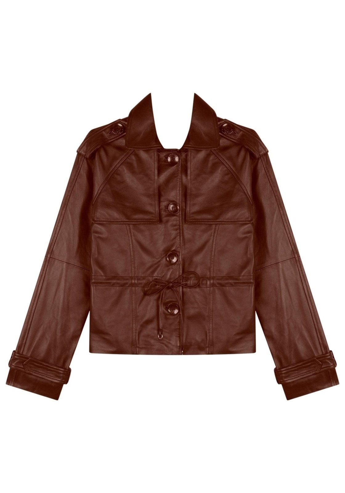 Imagem principal Jaqueta De Couro Com Botões E Amarração Frontal Lez a Lez marrom