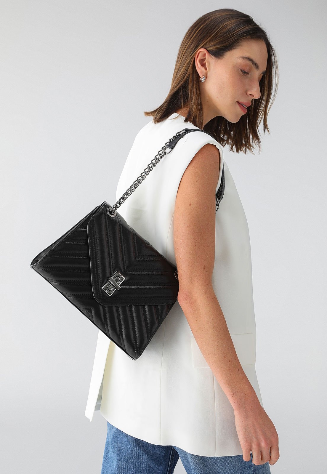 Imagem principal Bolsa Feminina Maria Milão Grande Matelassê Preta Maria Milão preto