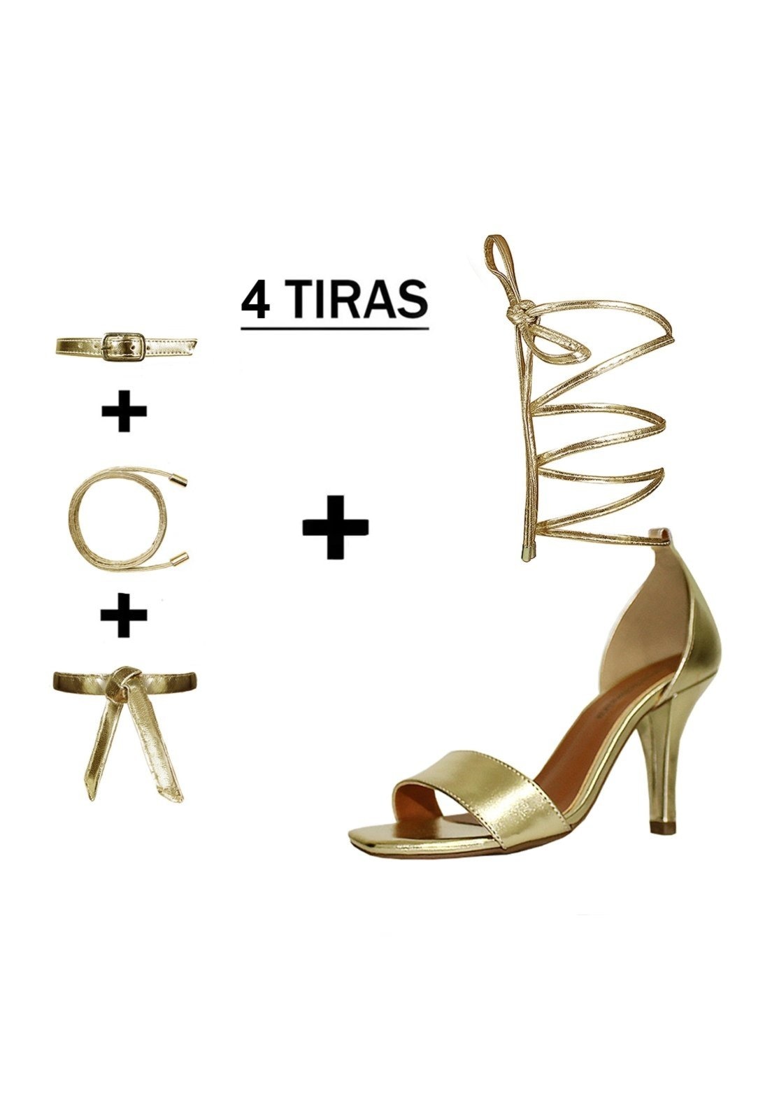 Imagem principal Sandália Troca Tira Salto Alto Fino Luiza Sobreira Dourada Mod. 2134-2 Luiza Sobreira dourado