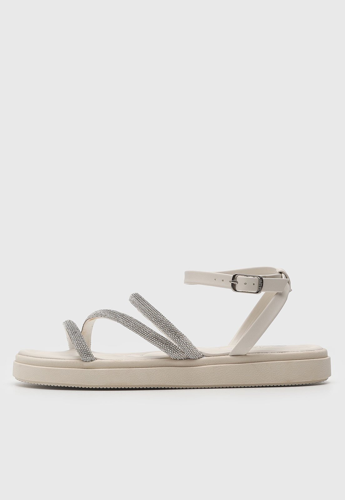 Imagem principal Rasteira Feminina VIA UNO Tiras Brilhosas Branca VIA UNO branco