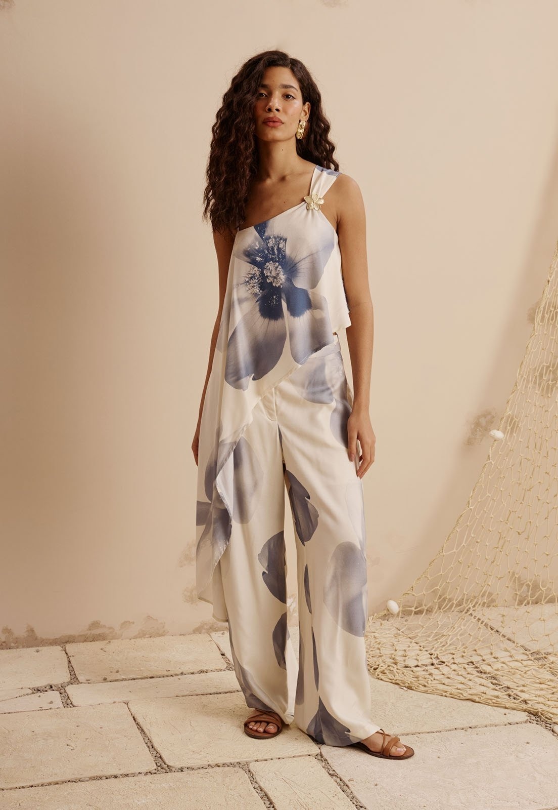 Imagem principal Calça Pantalona Estampada Íris CaCay azul