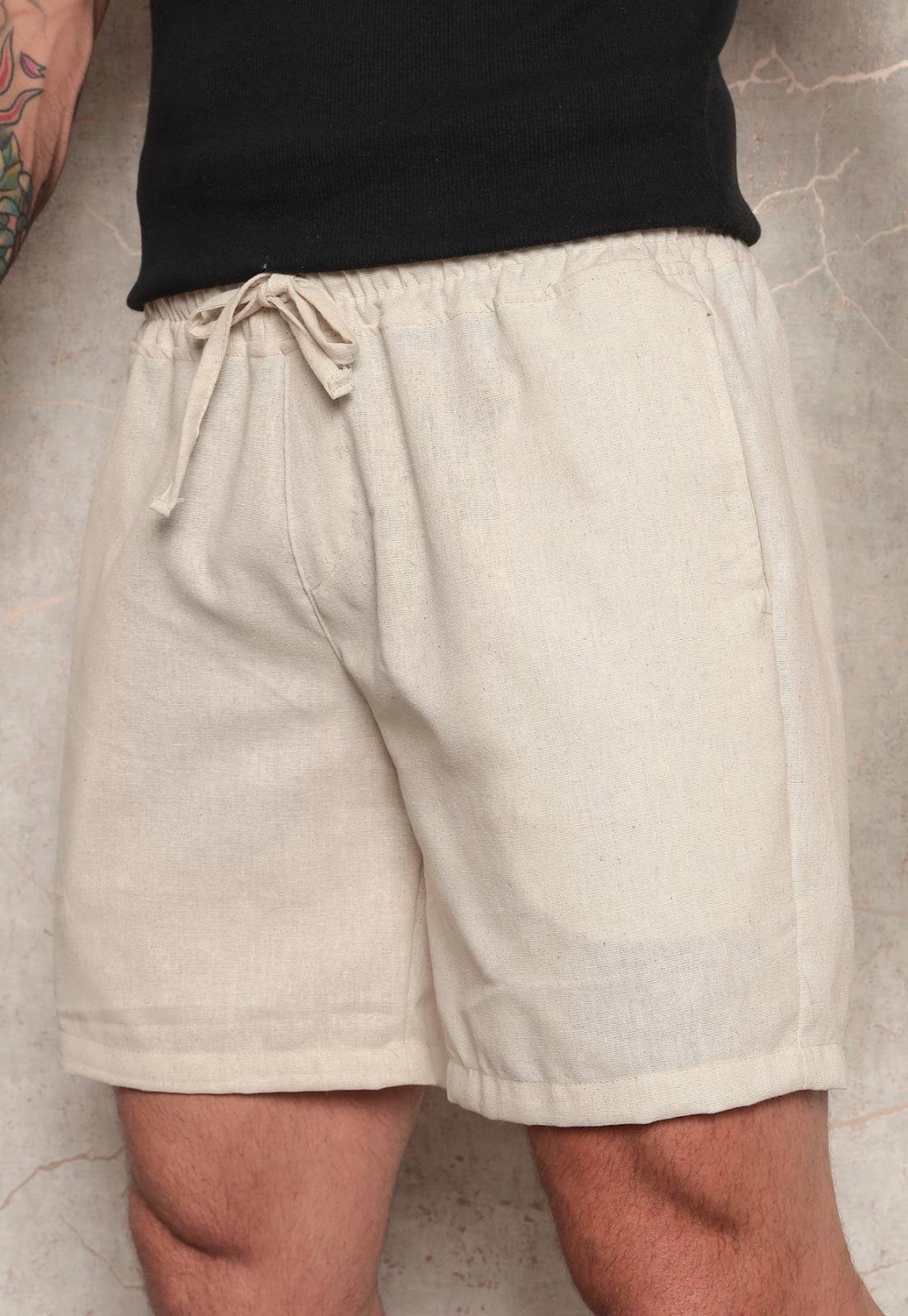 Imagem principal Bermuda Masculina de Linho e Algodão com Elástico Moda Verão Confortável TEX JEANS bege