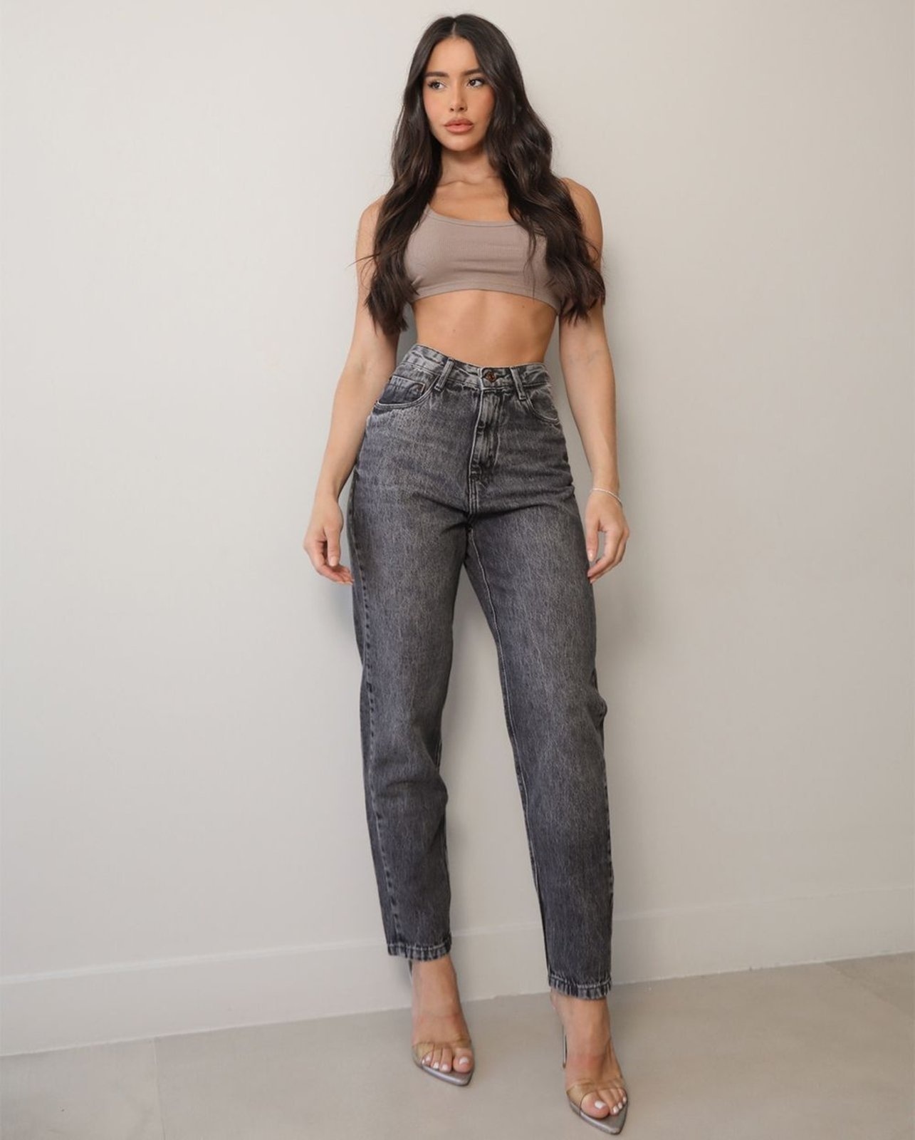 Imagem principal Calça Jeans Mom Feminina Cintura Alta 25118 Vintage Consciência cinza