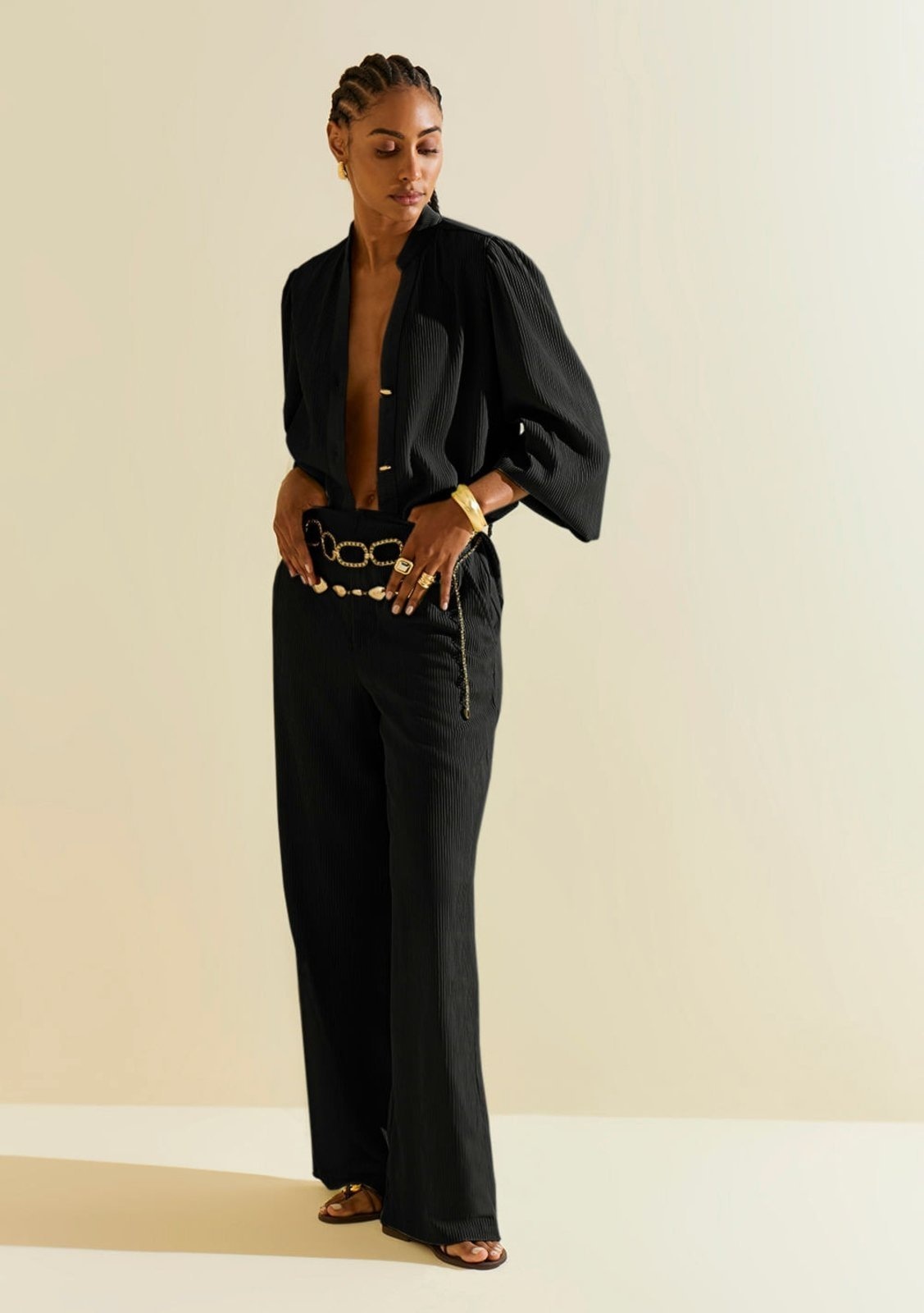 Imagem principal Calça Morena Rosa Wide Alta Preto Morena Rosa preto rosa