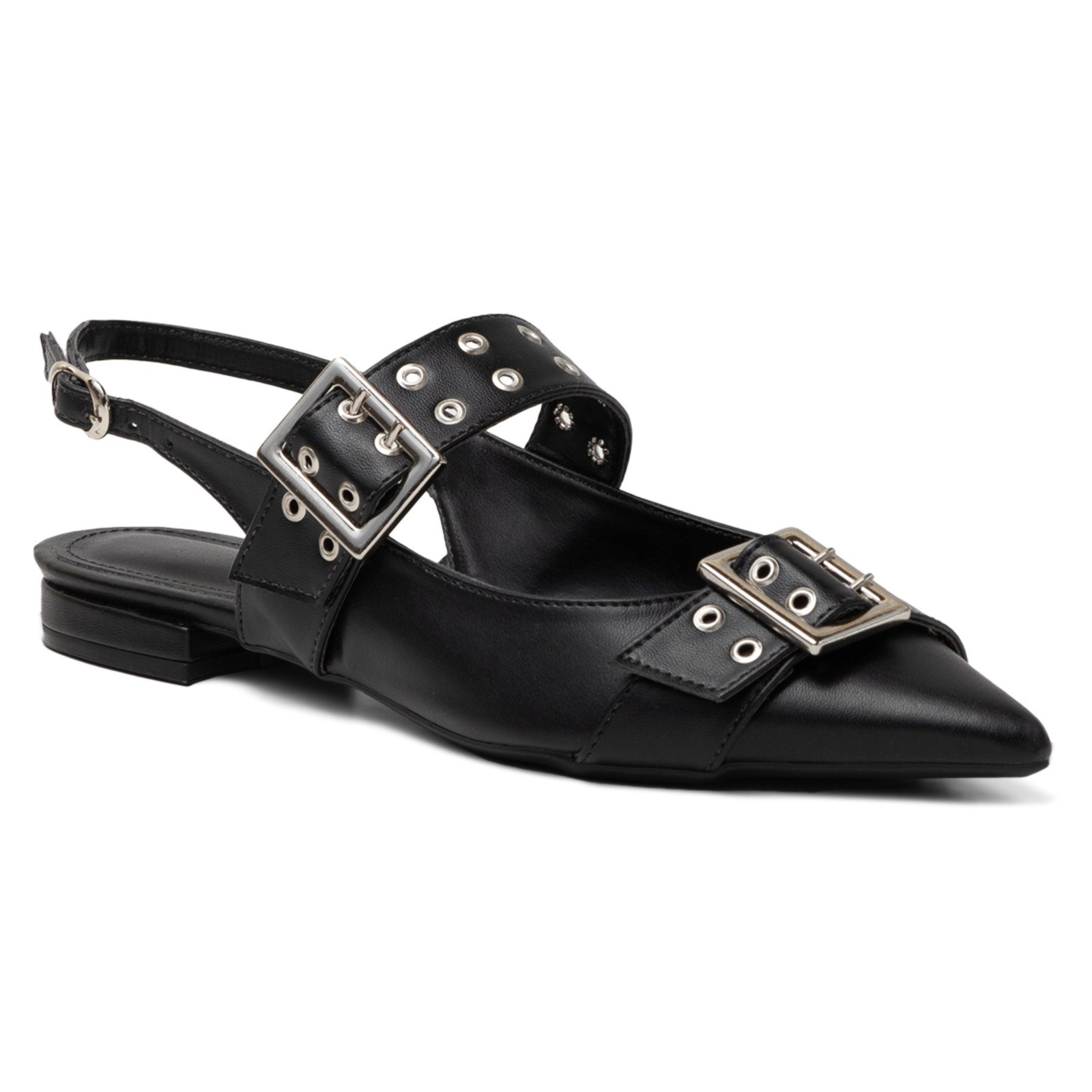 Imagem principal Sapatilha Slingback Rasteira Feminina Em Napa Preto 183010 Flor da Pele rosa