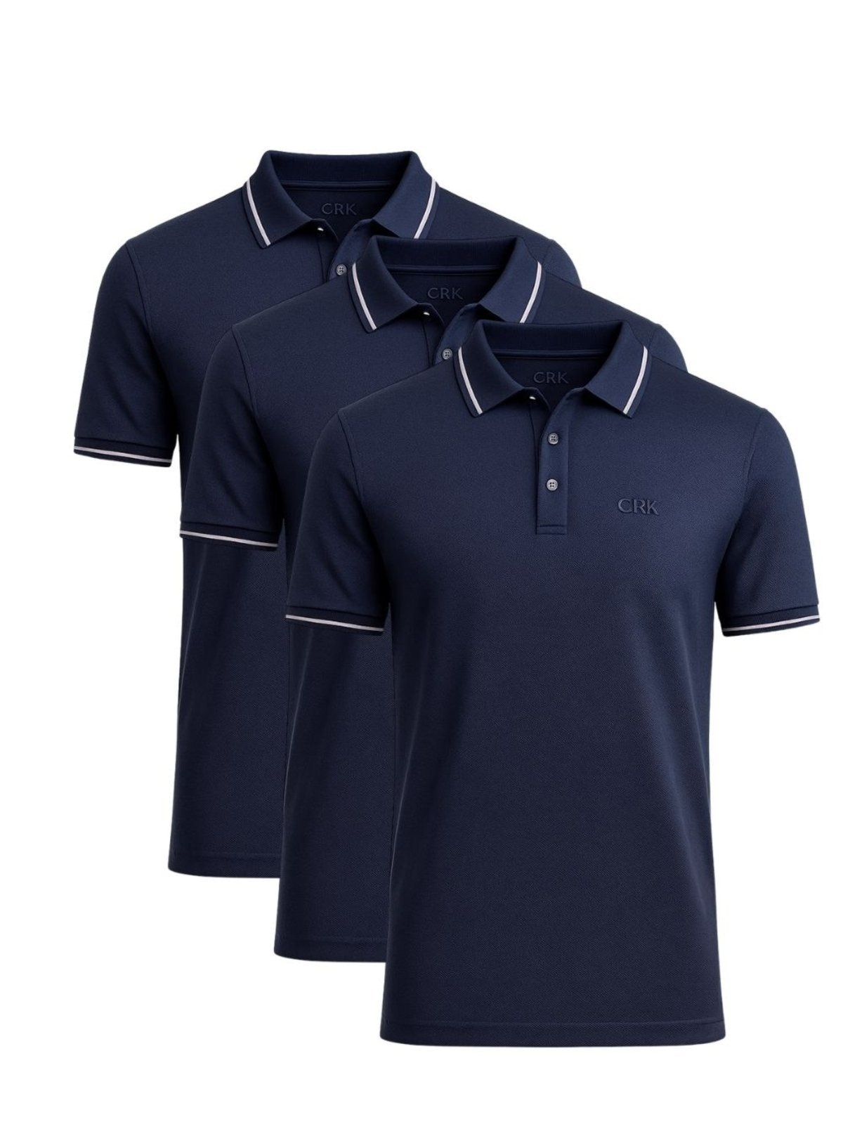 Imagem principal Kit 3 Camisas Polo Masculina Básica Crocker - 50727 Crocker azul marinho