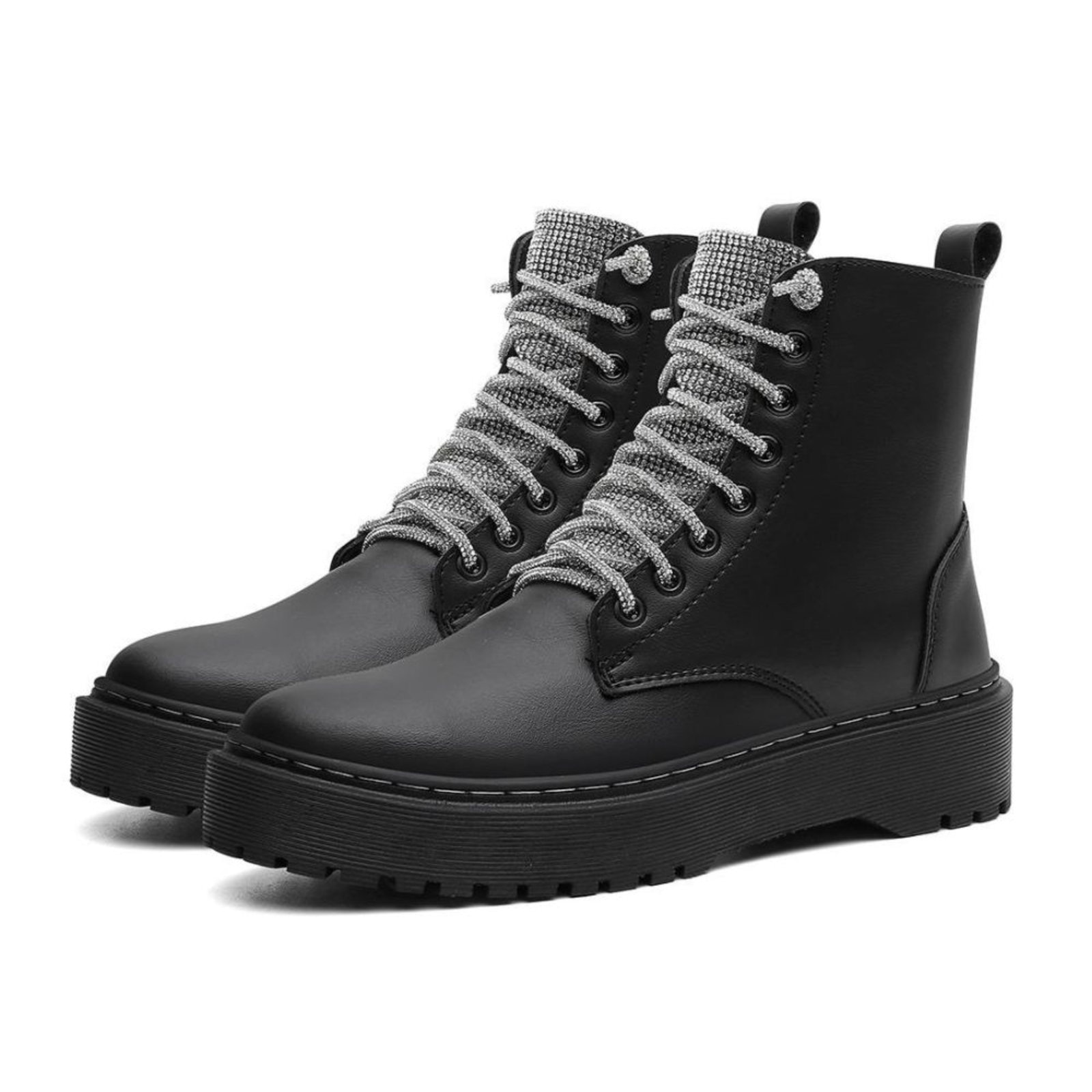 Imagem principal Coturno Feminino Sola Reta Tratorado Com Strass Lançamento Santa Rosa preto