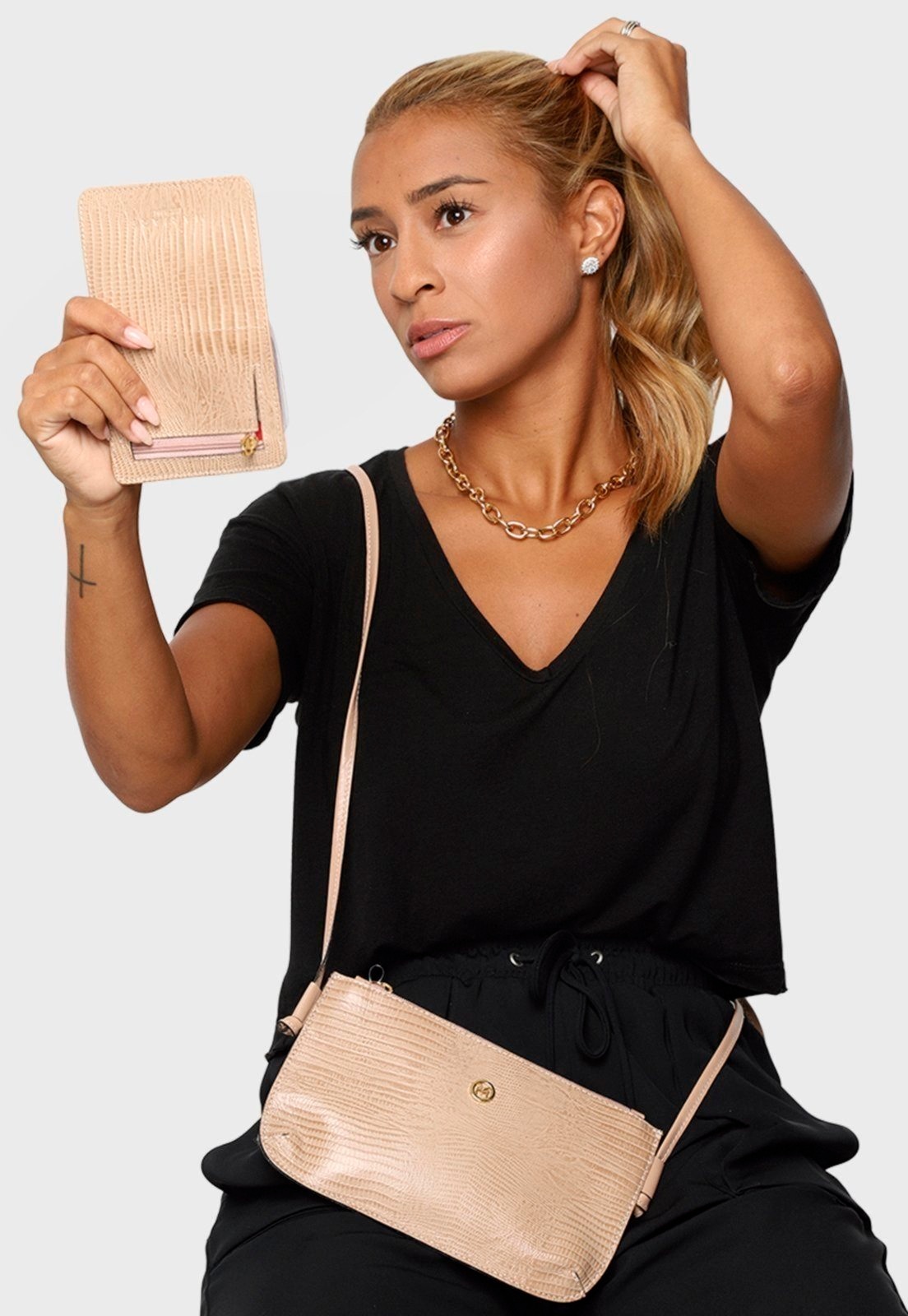 Imagem principal Kit Bolsa e Carteira Couro Mariart 201LMRT + 256LMRT Mariart nude