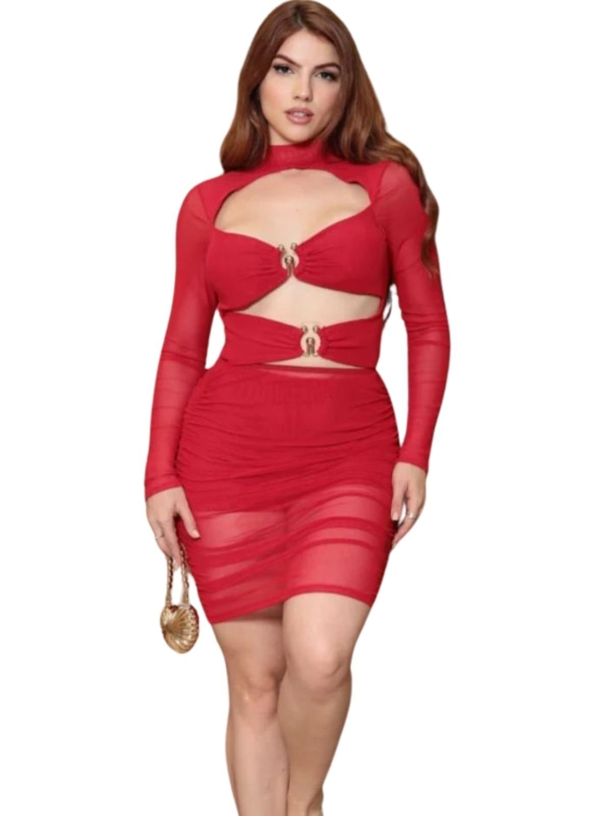 Imagem principal Vestido Summer Body Festa Sensual com Transparência e Aberturas Summer Body vermelho