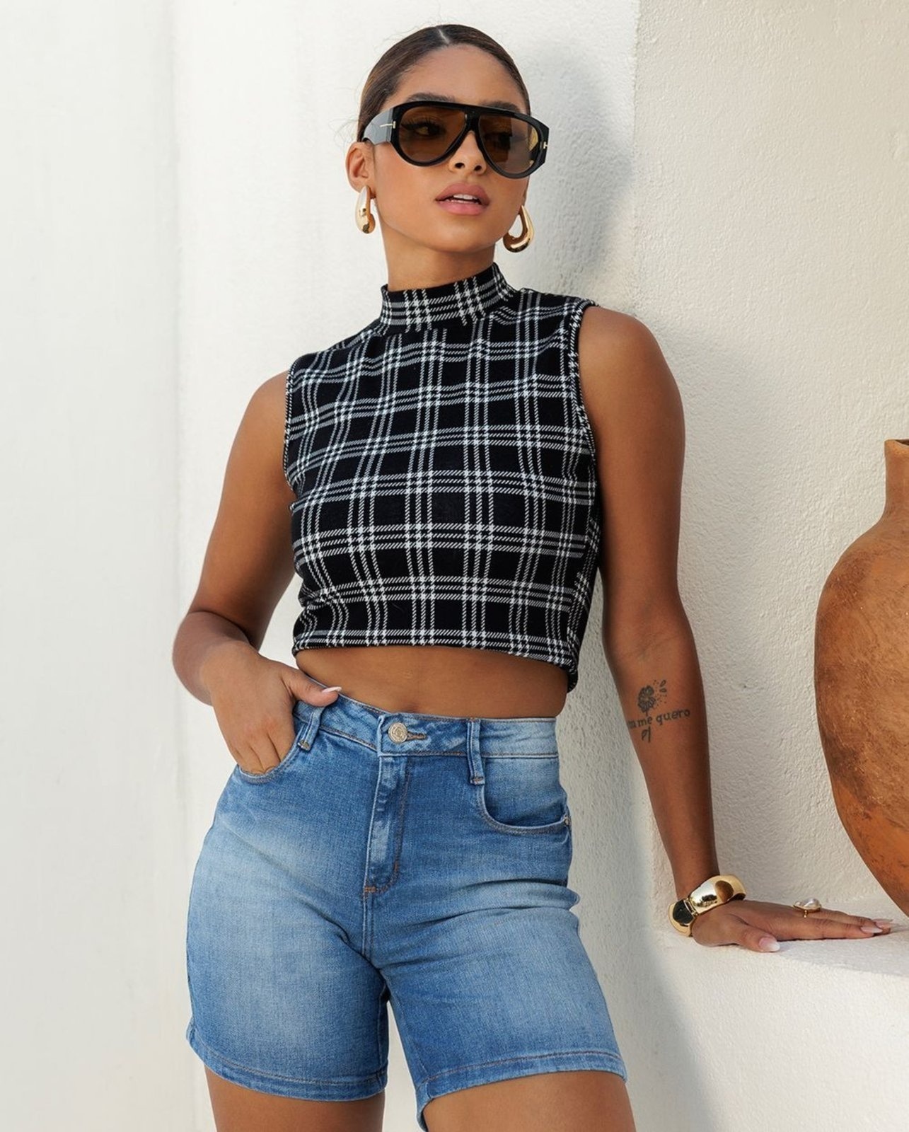 Imagem principal Shorts Feminina Meia Coxa 24586 Sky Médio Consciência jeans