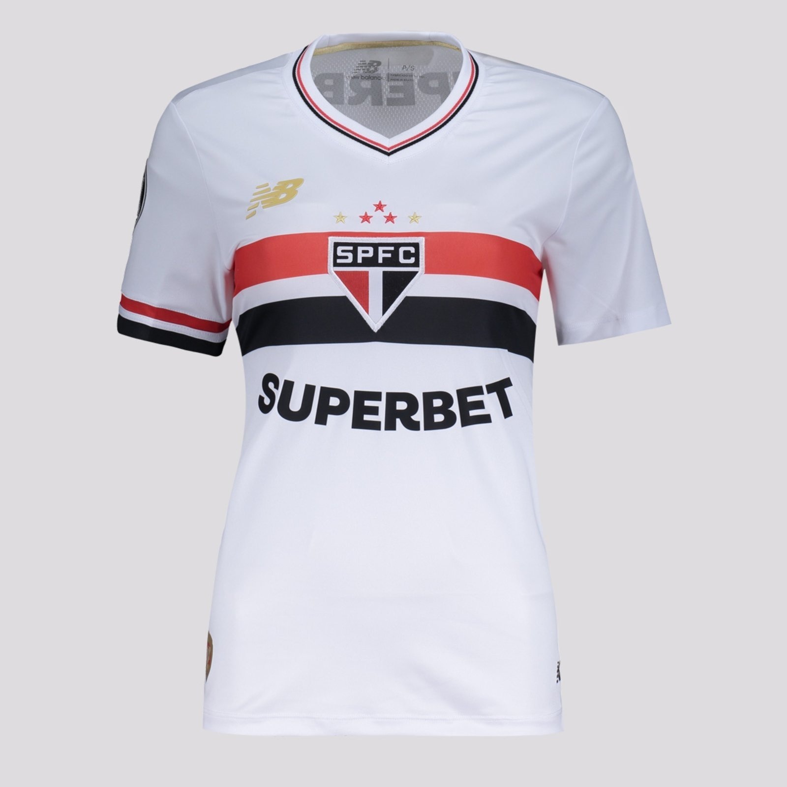 Imagem principal Camisa New Balance São Paulo I 2025 Feminina Patch Libertadores New Balance branco