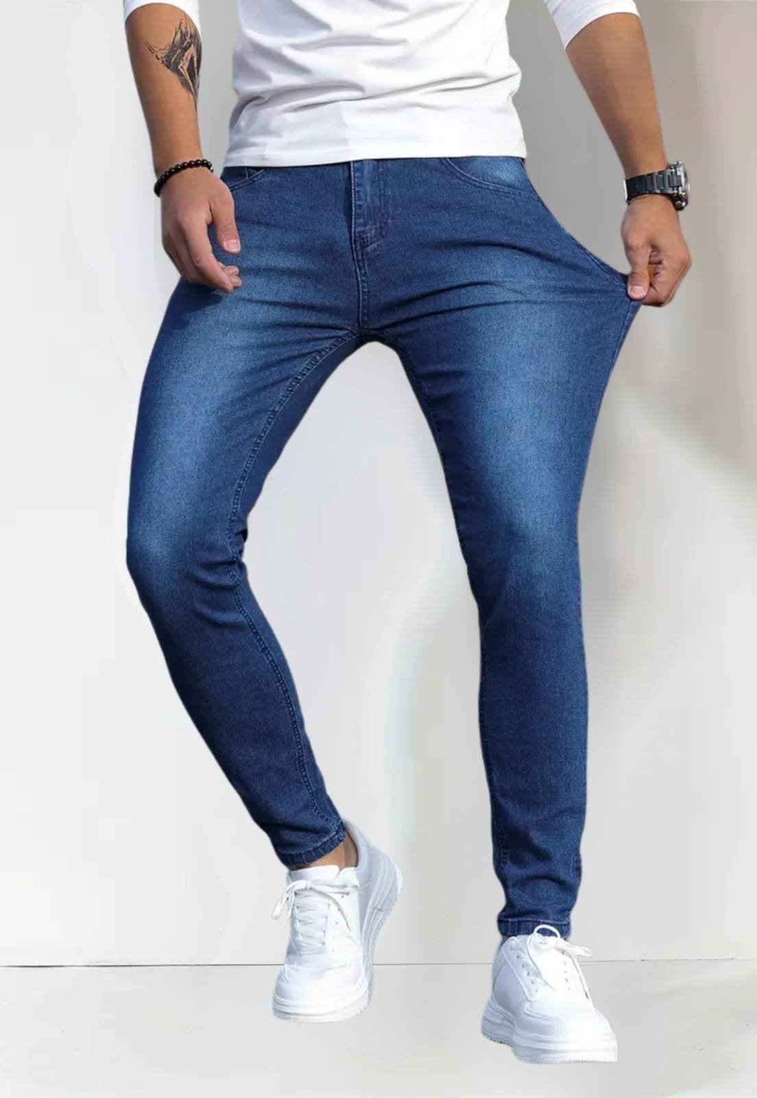 Imagem principal Calça Masculina SK Com Elastano Confortável Lavagem Escura Amaciada TEX JEANS azul/jeans