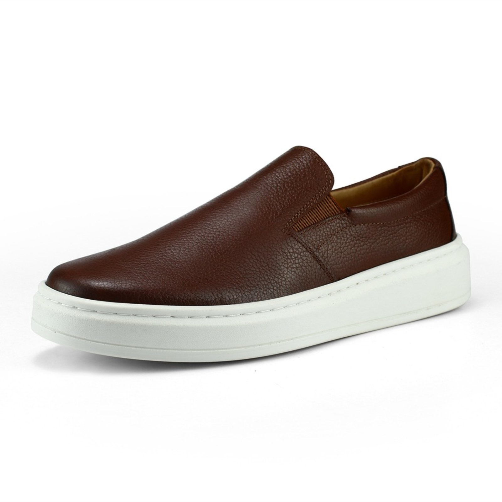 Imagem principal Sapatenis Slip On Masculino Tenis Iate Casual Couro Legitimo Café Lavini Shoes marrom