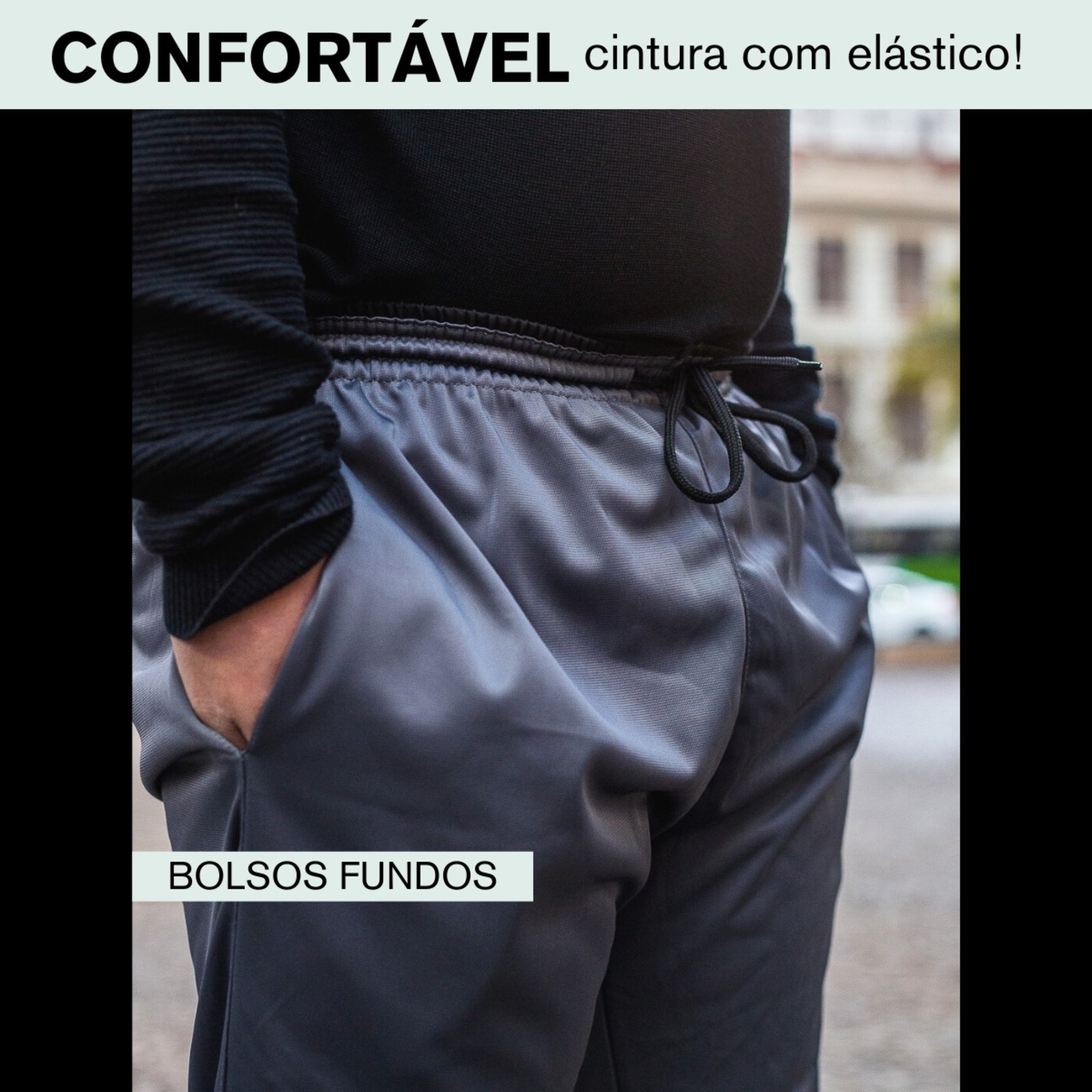 Imagem principal Calça Jogger Plus Size KS Helanca Flanelada Premium Esporte Confortavél KS cinza/grafite