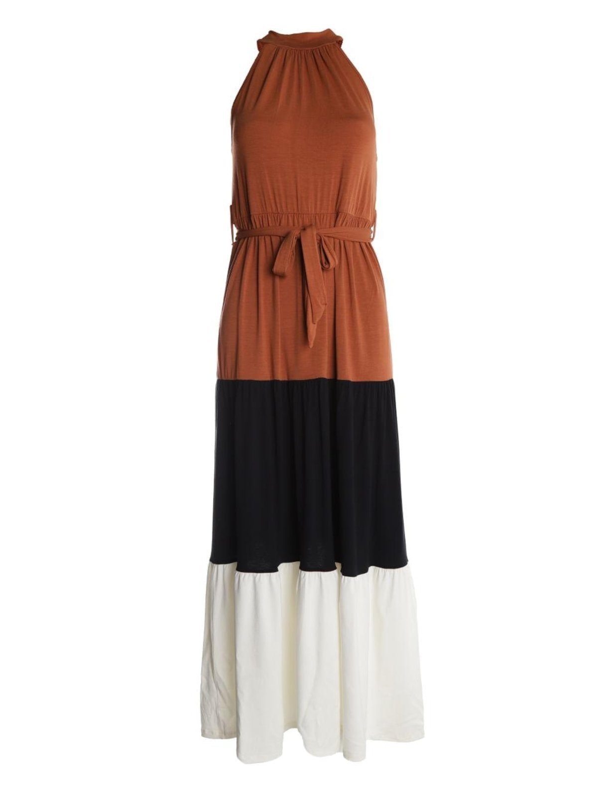 Imagem principal Vestido Com Amarração Bloco de Cores Feminino MARROM/OFF WHITE/PRETO Autentique marrom white