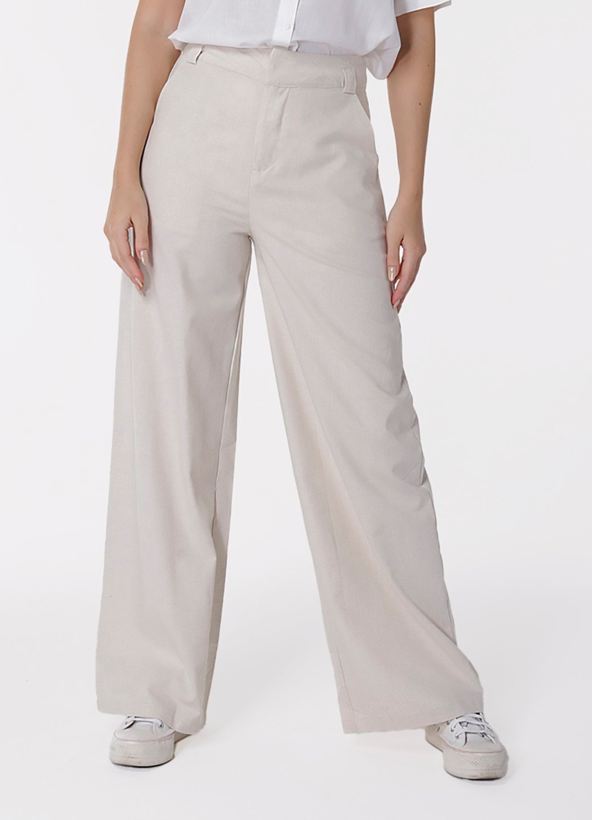 Imagem principal Calça de Linho Areia Pantalona Alfaiataria Feminina Sob SOB bege