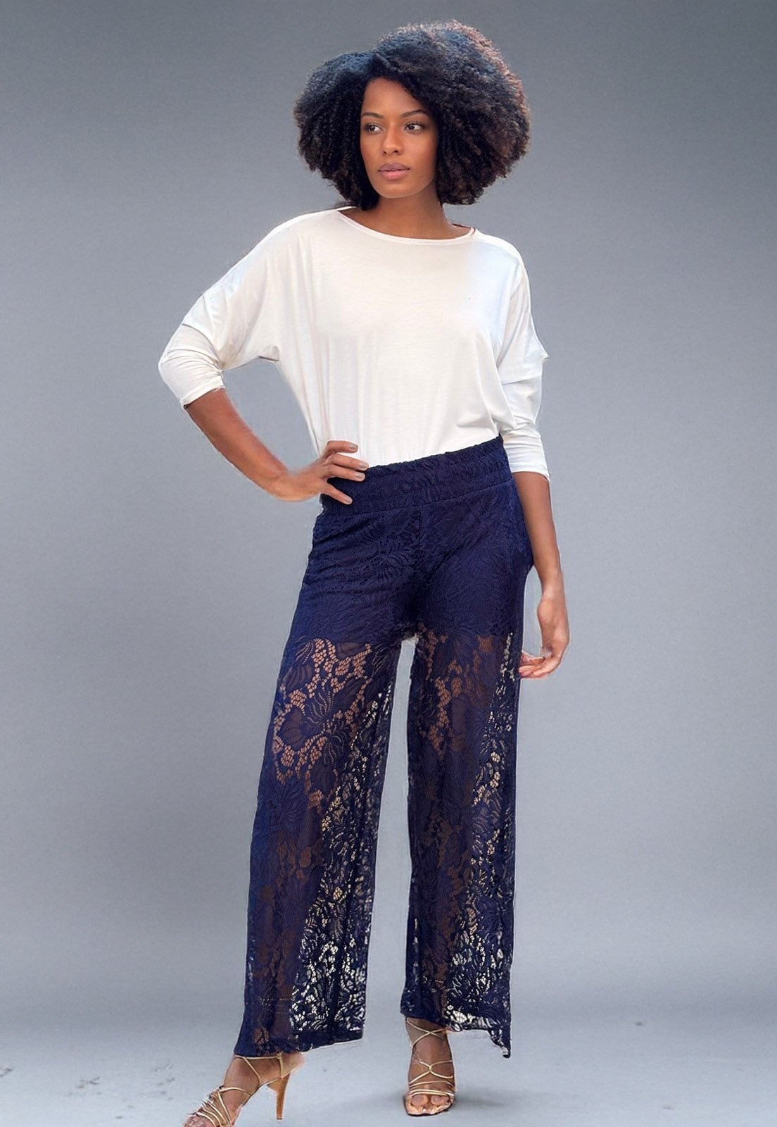 Imagem principal Calça Amazonia Vital Renda Transparente Floral Marinho Amazonia Vital azul