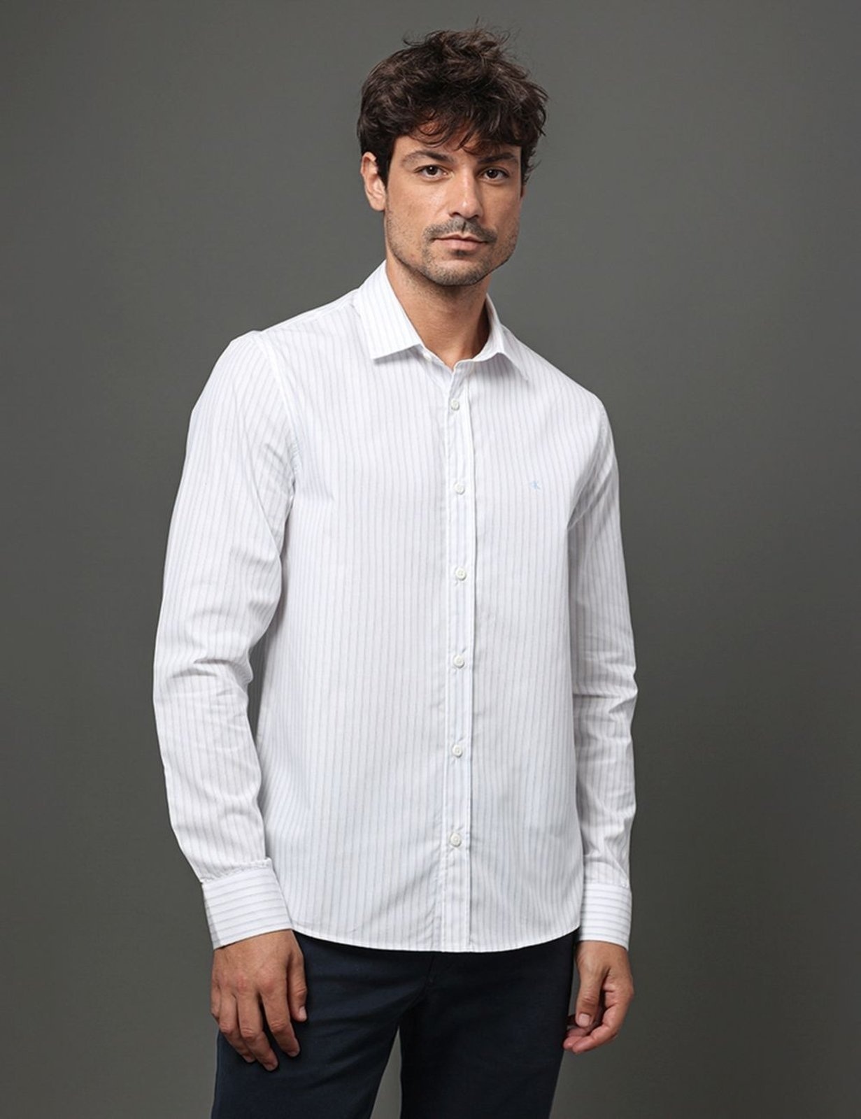 Imagem principal Camisa Masculina Slim Stripes Calvin Klein Jeans Calvin Klein Jeans branco