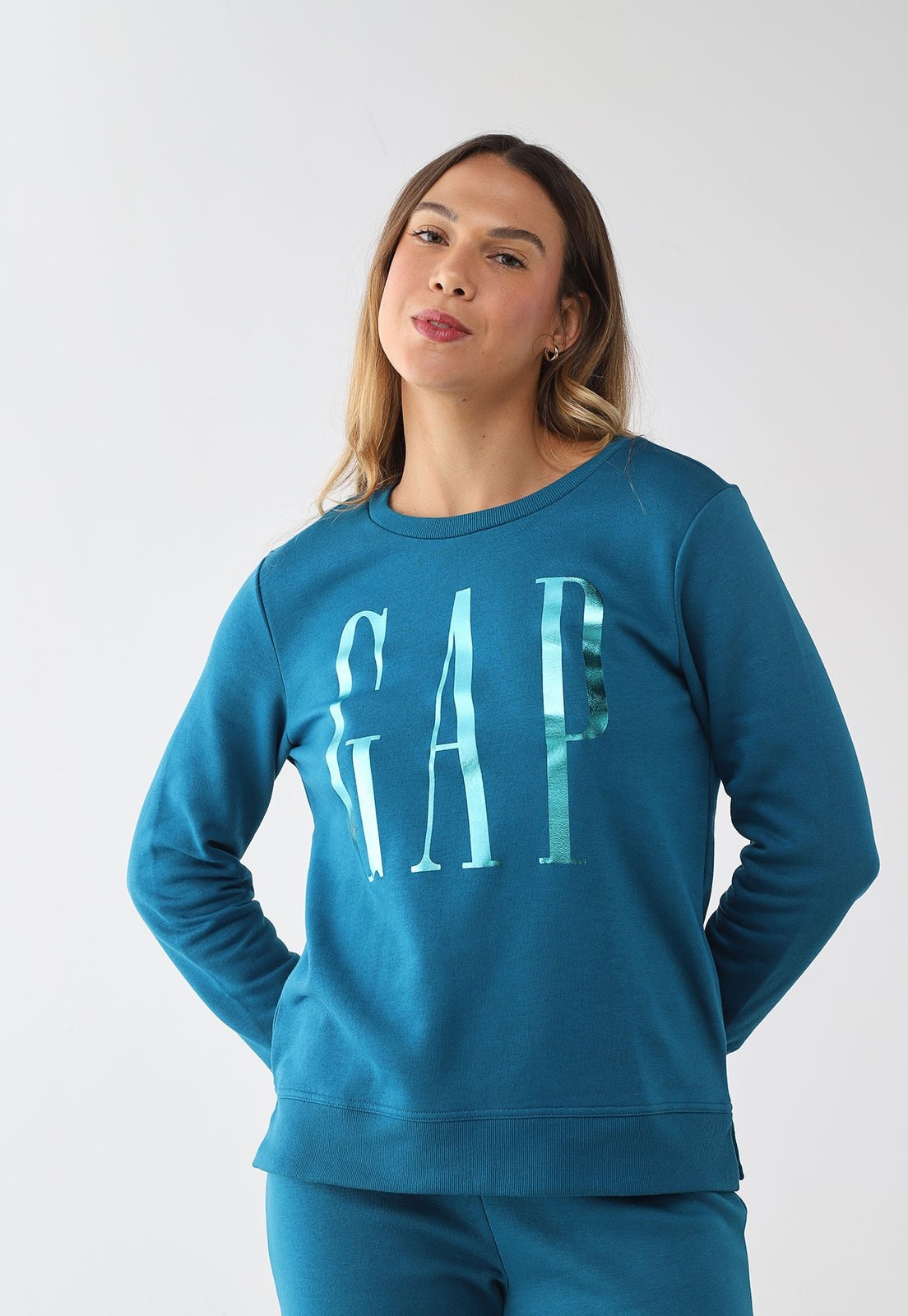 Imagem principal Blusa de Moletom Feminina GAP Logo Metalizado GAP azul