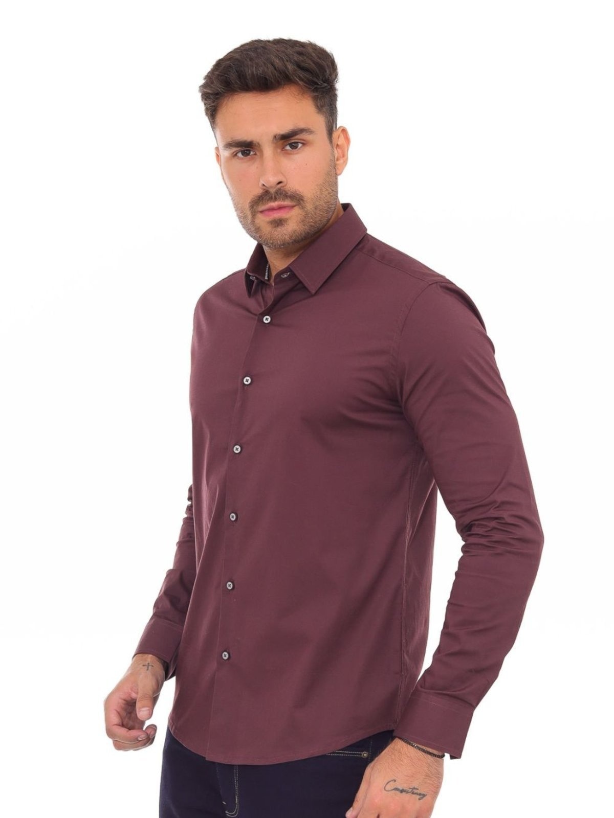 Imagem principal Camisa Masculina Fit Social Manga Longa - 49242 Crocker vinho