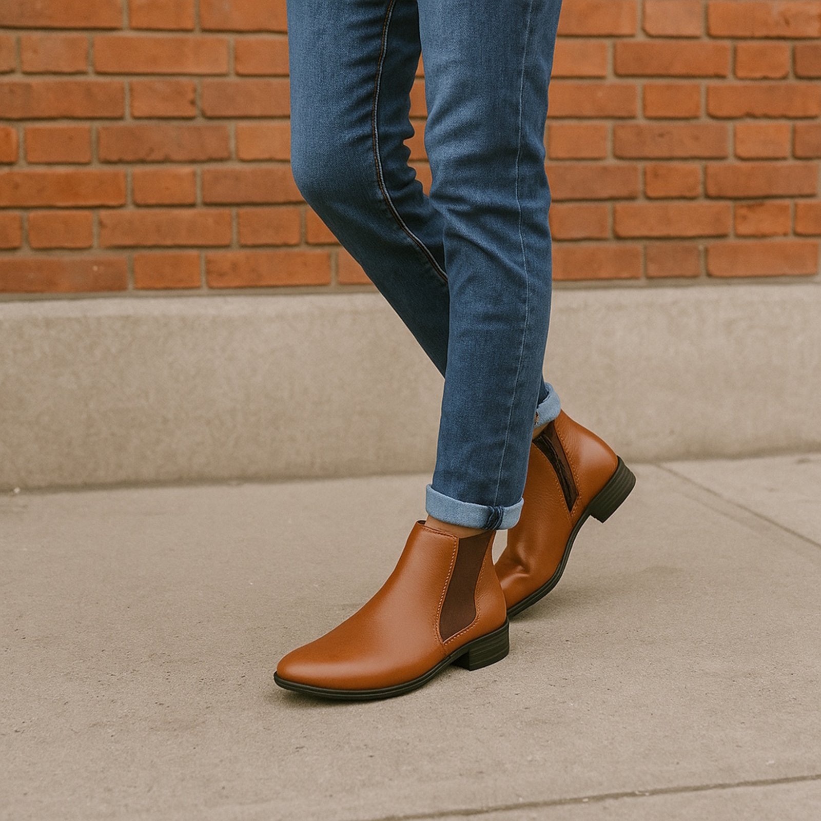 Imagem principal Bota Cano Curto Feminina Bia Ramos em Couro com Elástico Lateral Bia Ramos marrom