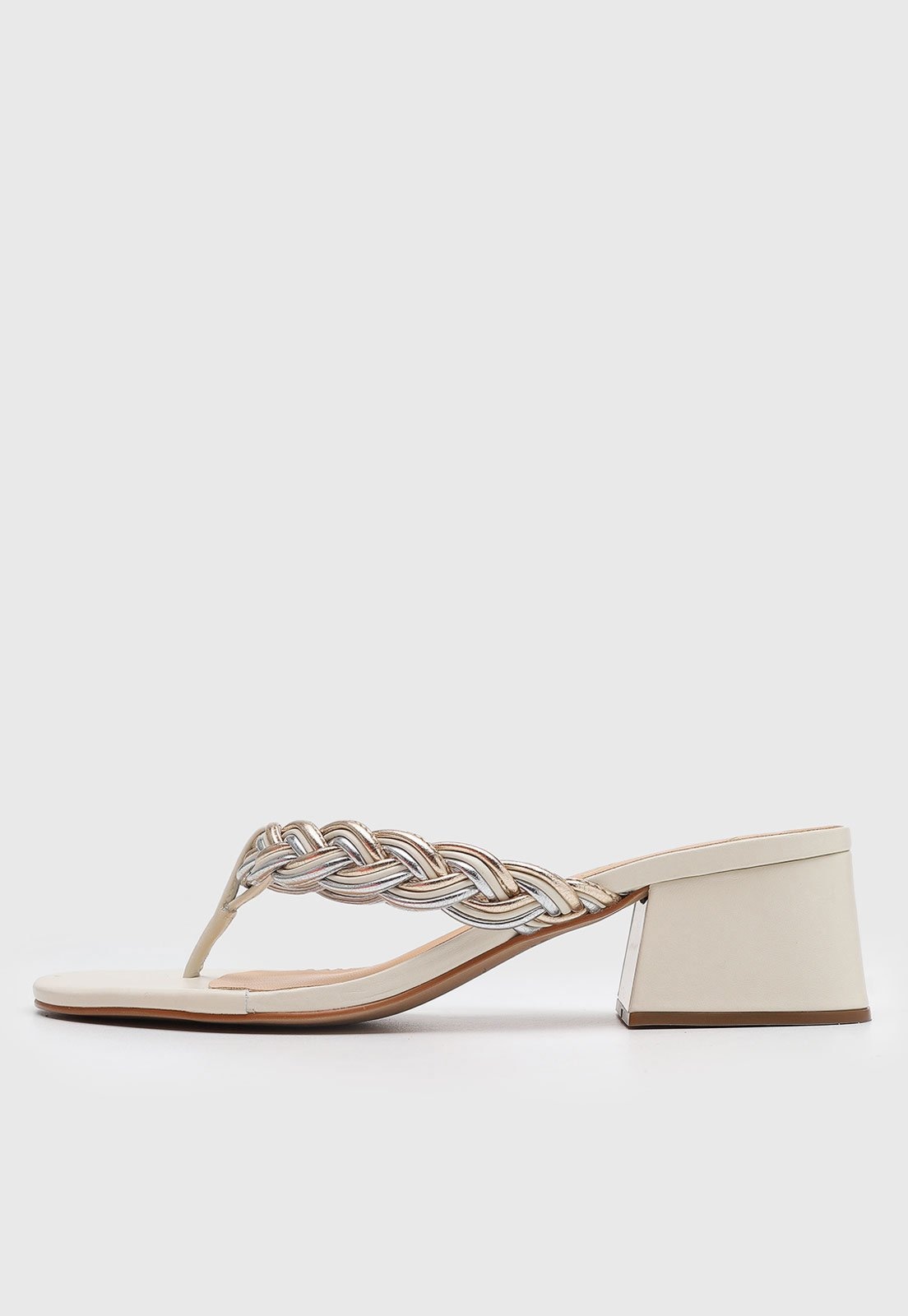 Imagem principal Sandália Feminina Luiza Barcelos Tiras Trançadas Metálicas Off-white Luiza Barcelos off-white white