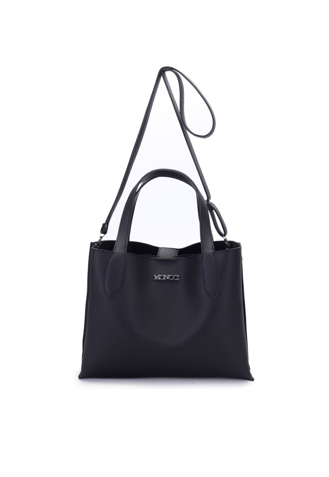 Imagem principal bolsa saco media shopper casual feminina minimalista com divisória faculdade versátil Veneza MONCCI preto