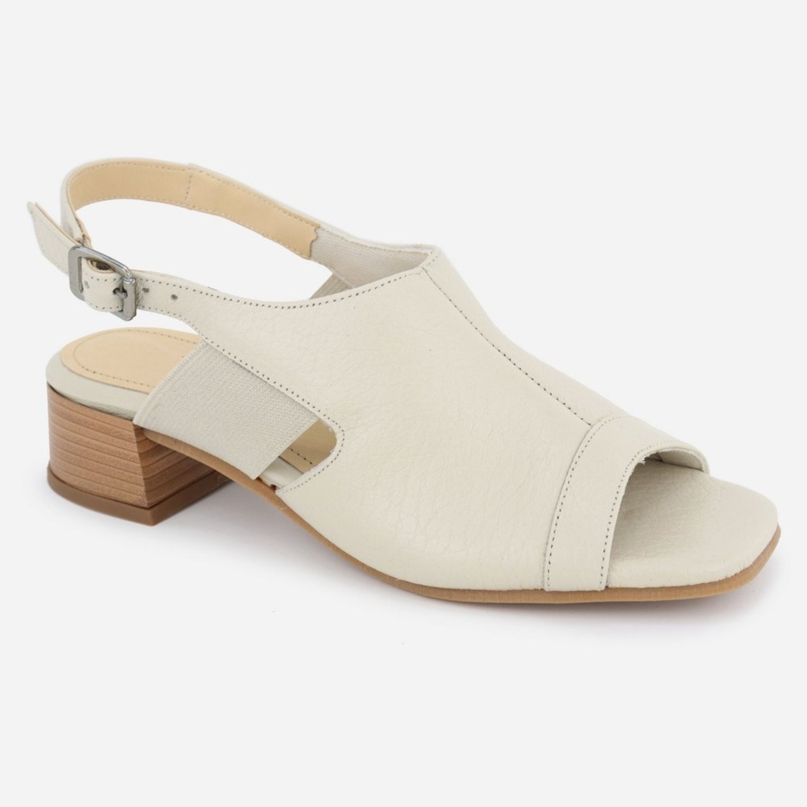 Imagem principal Sandália Salto Baixo Couro Maria Paula Fivela Salto Grosso Off White MARIA PAULA off-white white