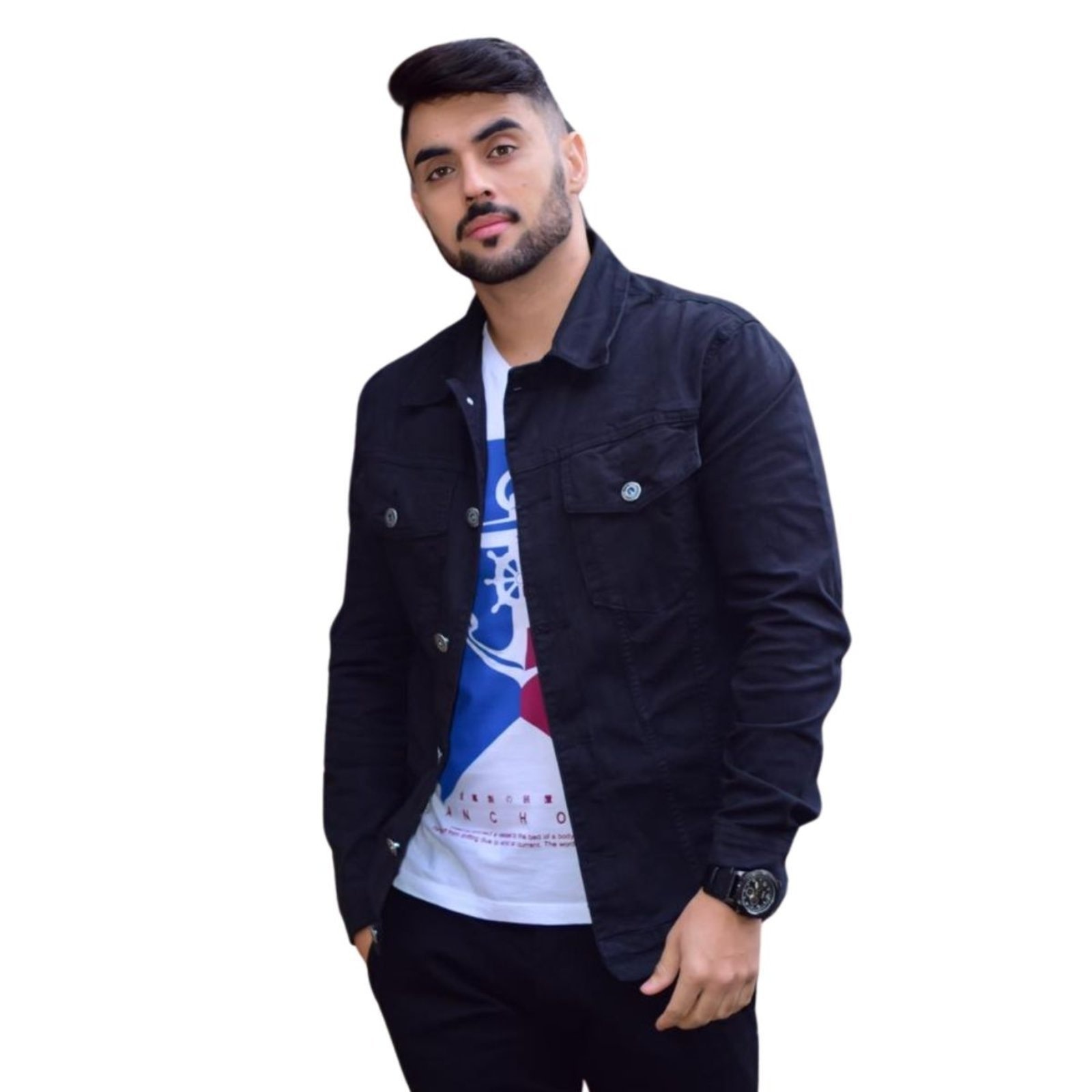 Imagem principal Jaqueta Preta Sarja Masculina Jeans Loka preto