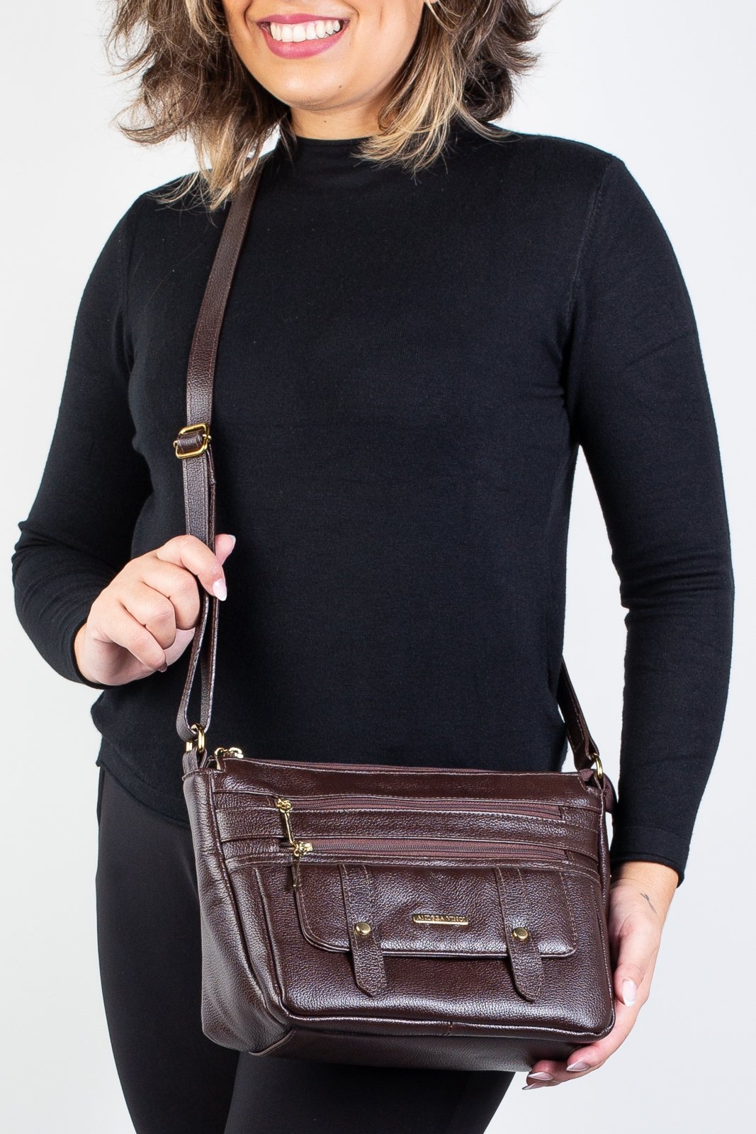 Imagem principal Bolsa Andrea Vinci Tiracolo De Couro Liso Isis - Café Andrea Vinci vermelho