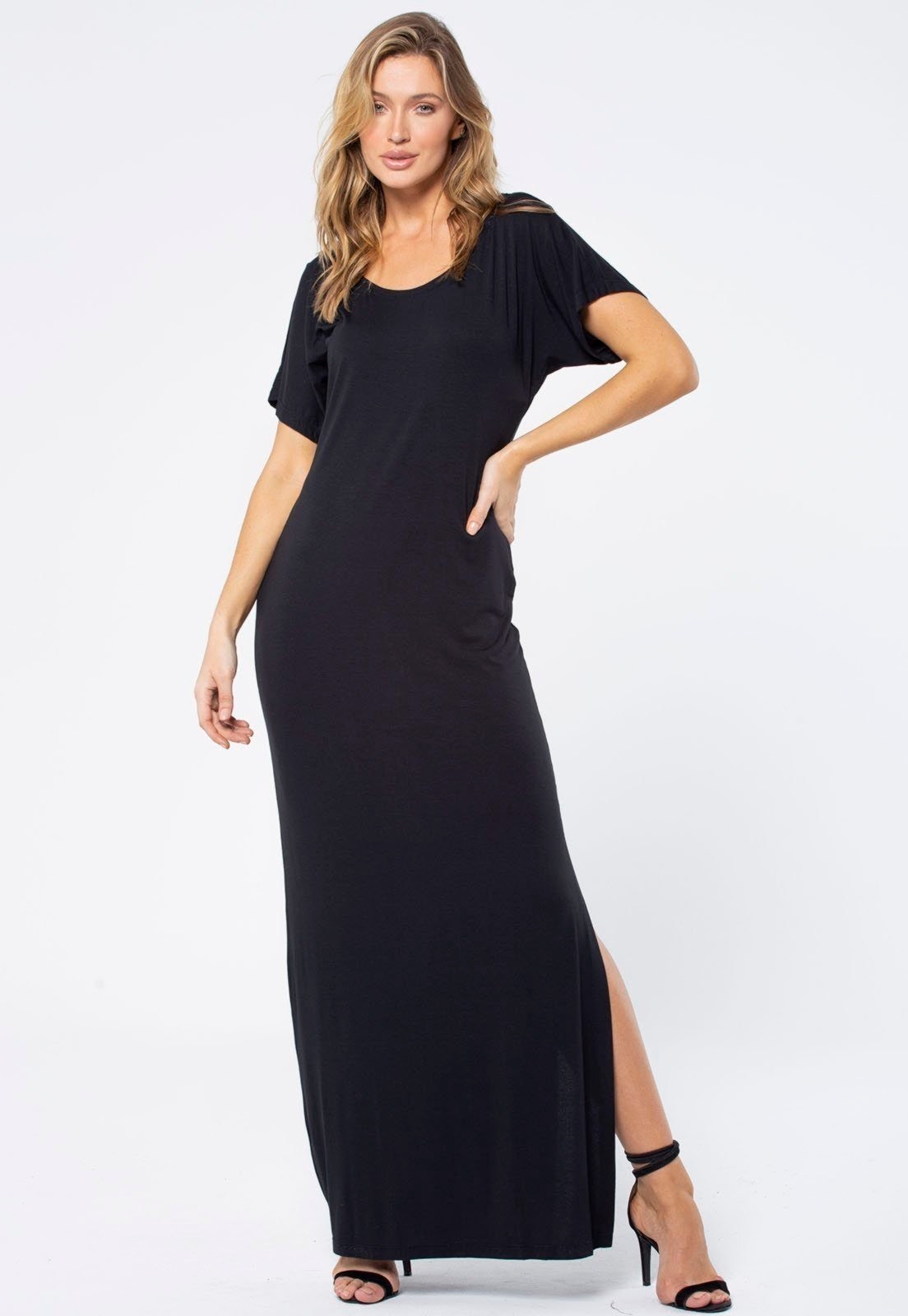 Imagem principal Vestido Longo Amazonia Vital Malha Fenda na Lateral Amazonia Vital preto